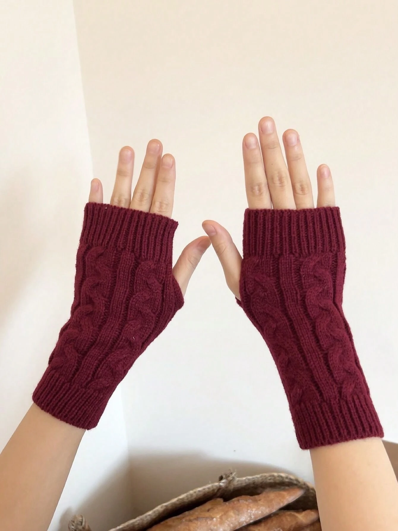 1 paire de gants tricotés à doigts ouverts pour femmes, pour l'automne et l'hiver — vue 4