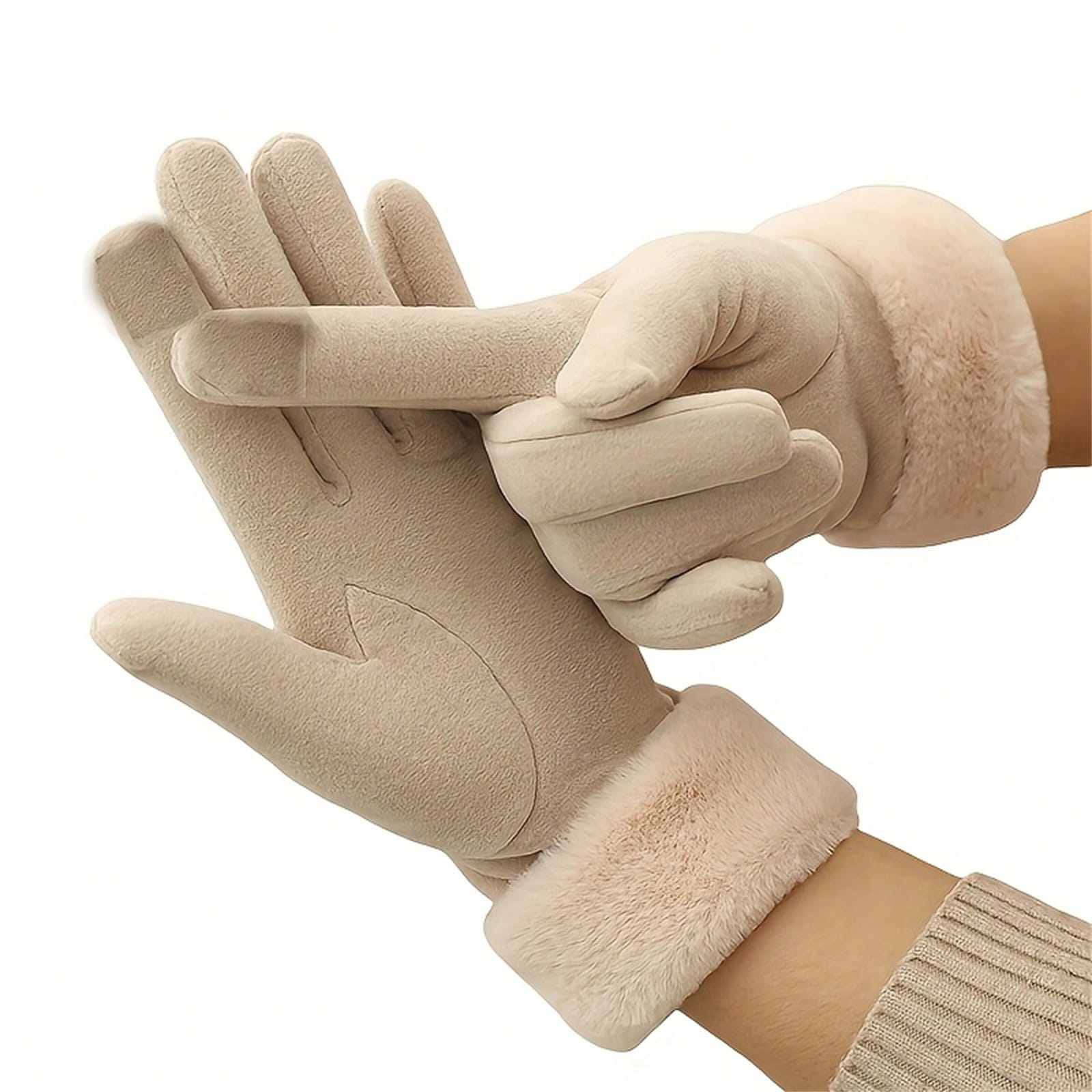 1 paire de gants d'hiver doublés de polaire avec écran tactile, épais et chauds, unisexe, — vue 6