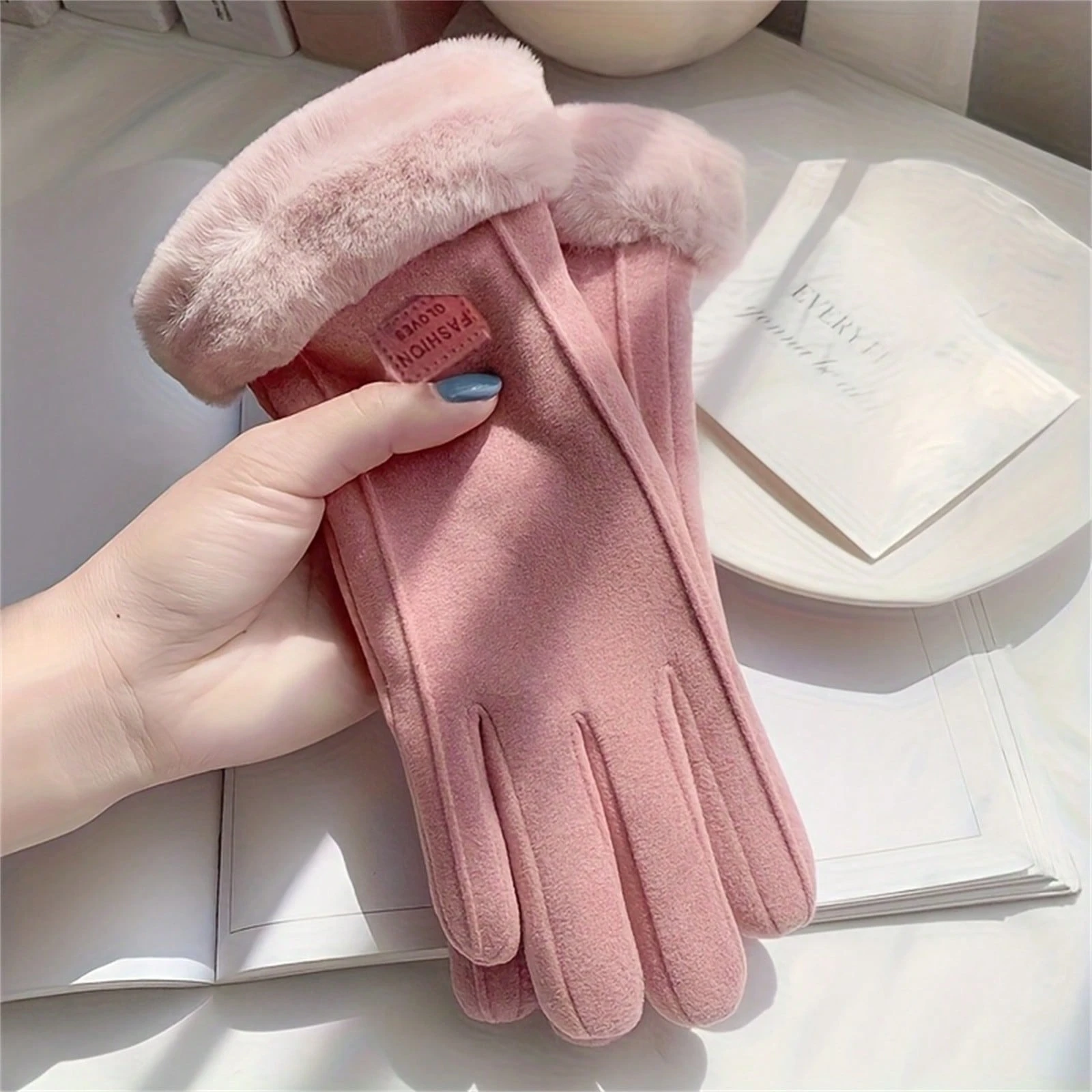 1 paire de gants d'hiver doublés de polaire avec écran tactile, épais et chauds, unisexe, — vue 7