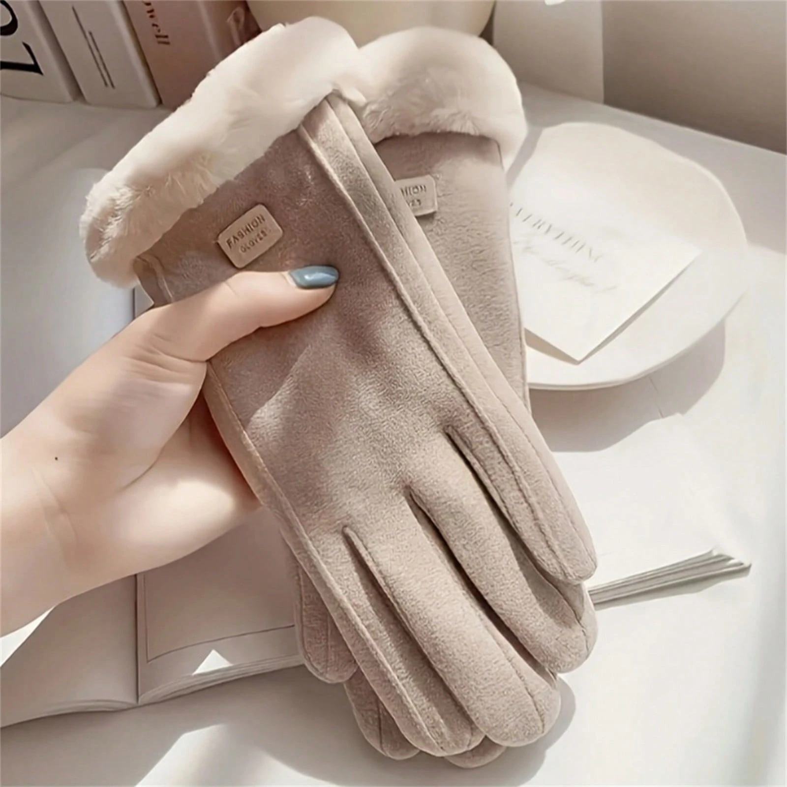1 paire de gants d'hiver doublés de polaire avec écran tactile, épais et chauds, unisexe, — vue 11