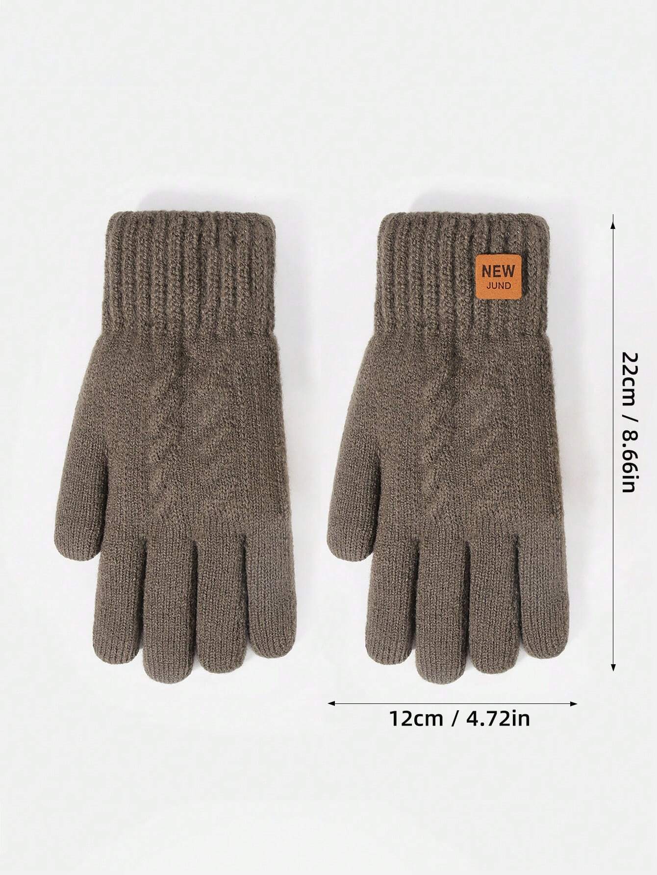 1 paire de gants tricotés chauds d'hiver pour femmes, double couche avec bouts de doigts — vue 11