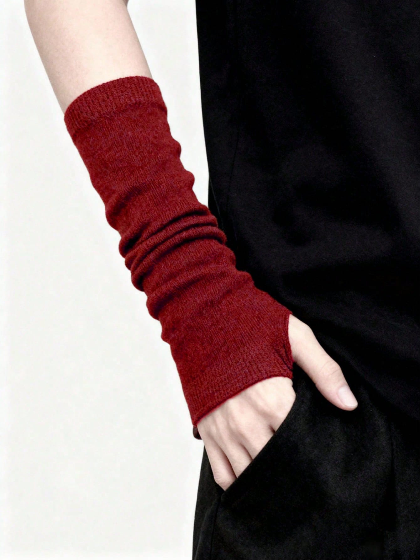 ROMWE Goth 1 paire de gants longs noirs, accessoires d'Halloween, gants d'hiver, gants — vue 6