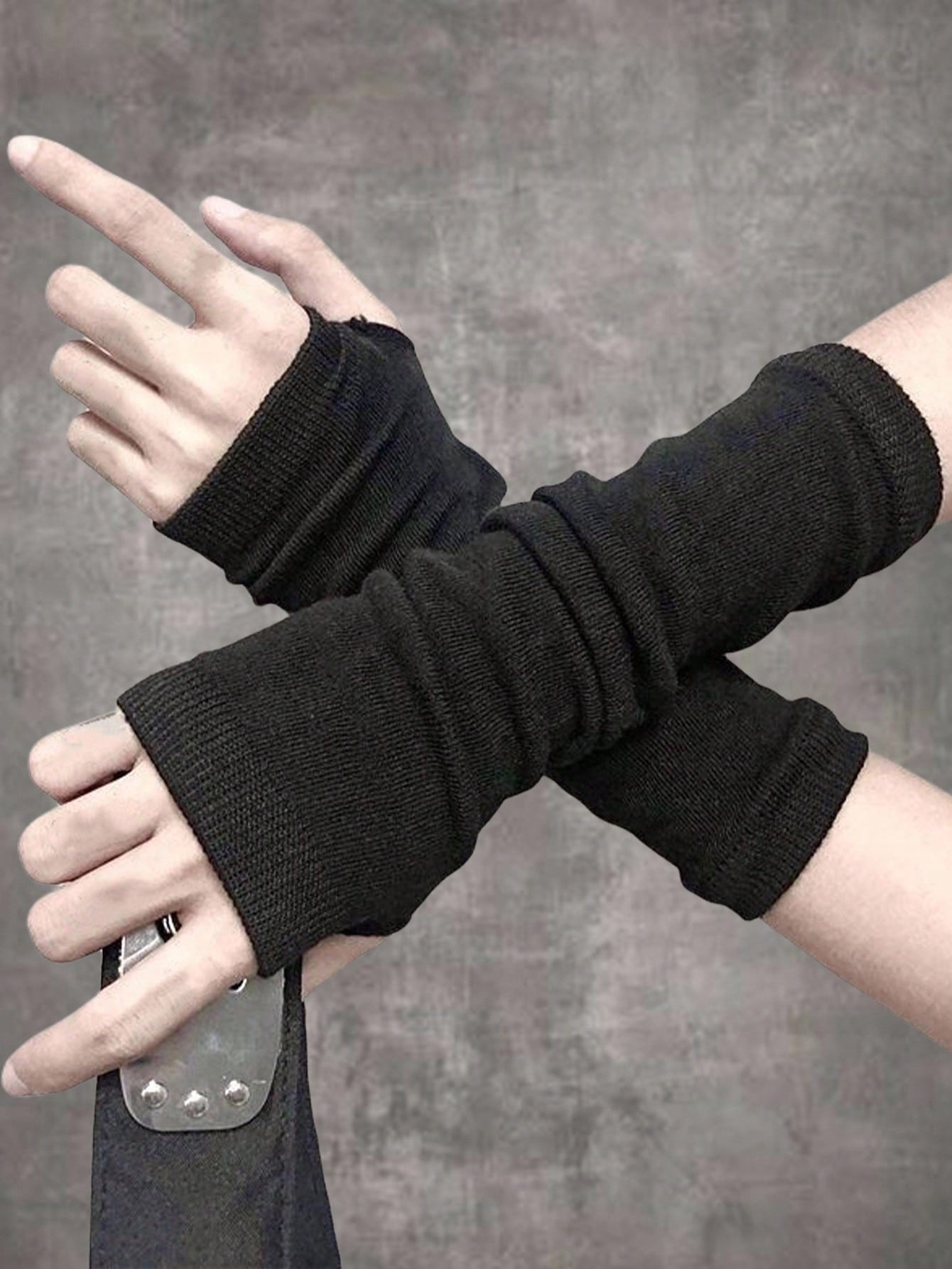 ROMWE Goth 1 paire de gants longs noirs, accessoires d'Halloween, gants d'hiver, gants — vue 10