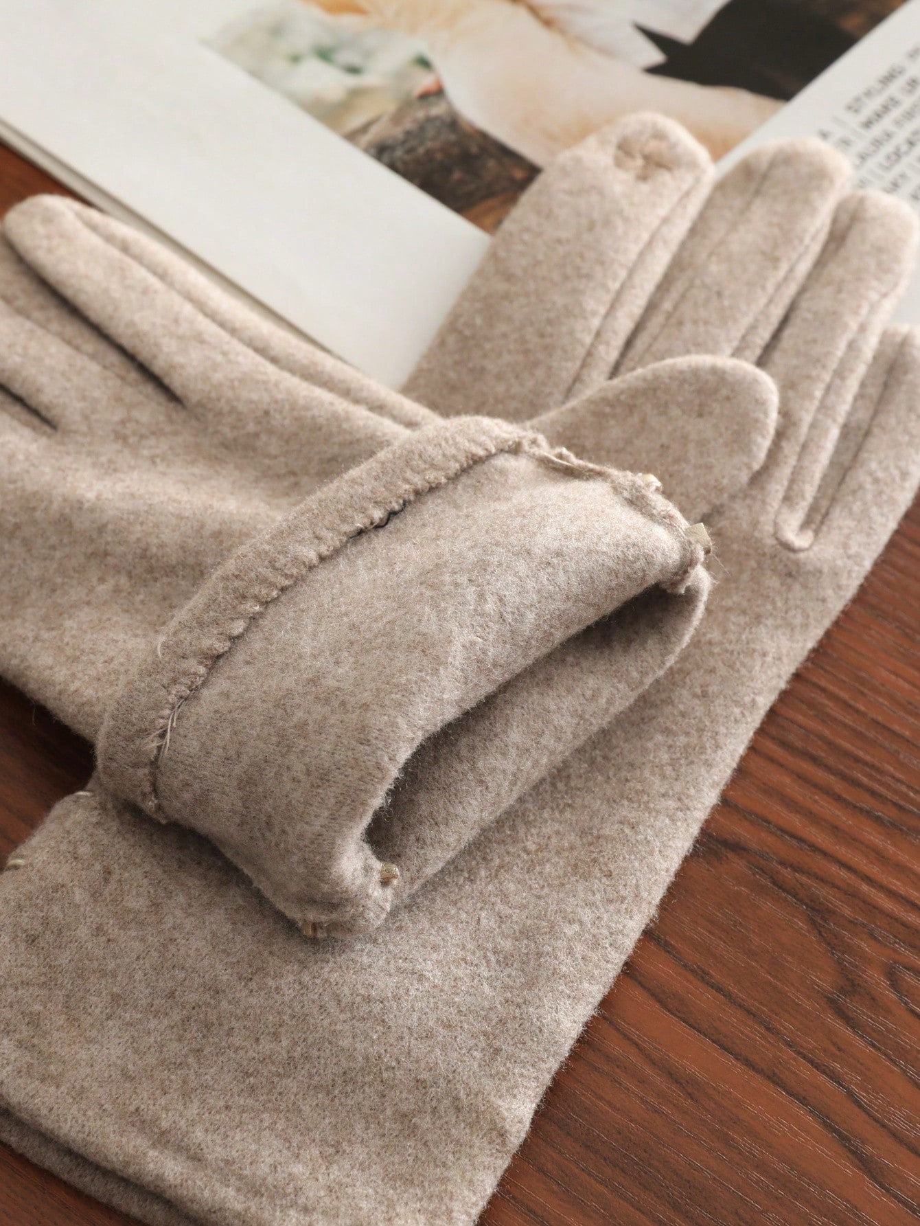 1 paire de gants chauds décontractés en polyester de couleur unie avec nœud, compatibles — vue 9