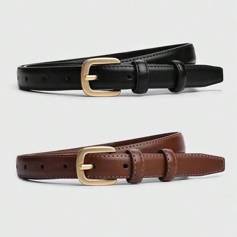Ceinture fine minimaliste décontractée pour femmes avec boucle à aiguille, ceinture