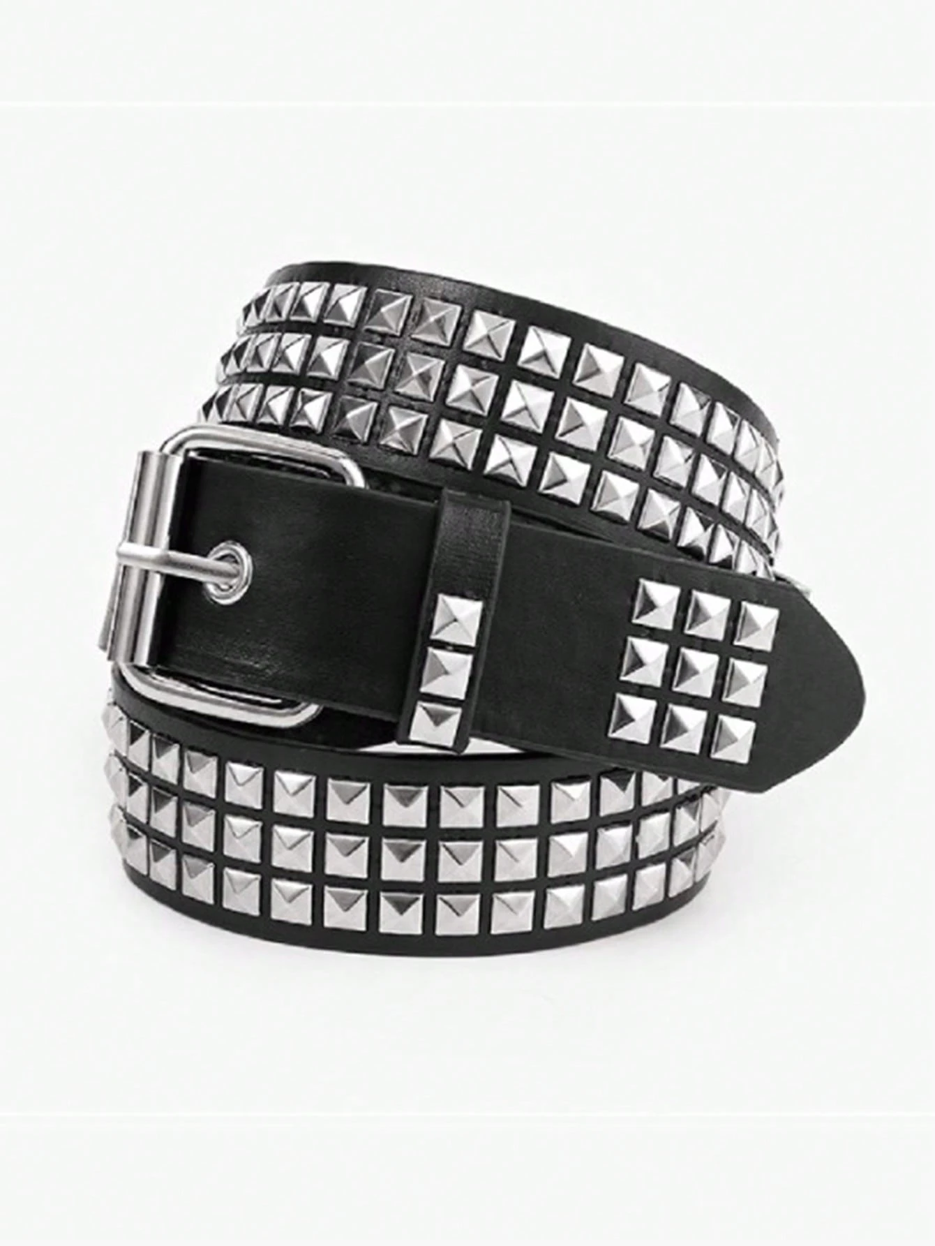 Ceinture punk de couleur unie pour hommes avec ornements de strass et de paillettes,