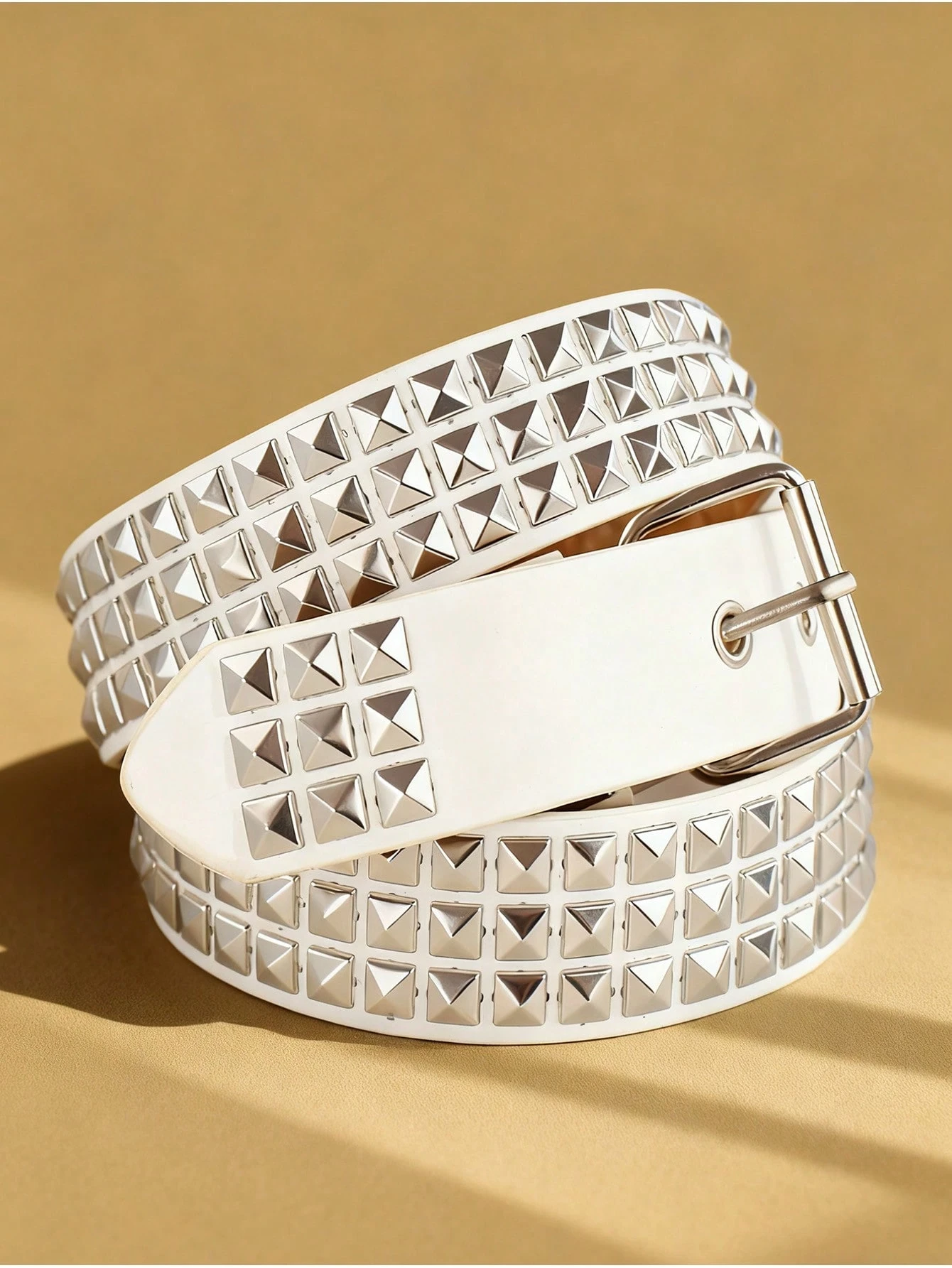 Ceinture punk de couleur unie pour hommes avec ornements de strass et de paillettes, — vue 2