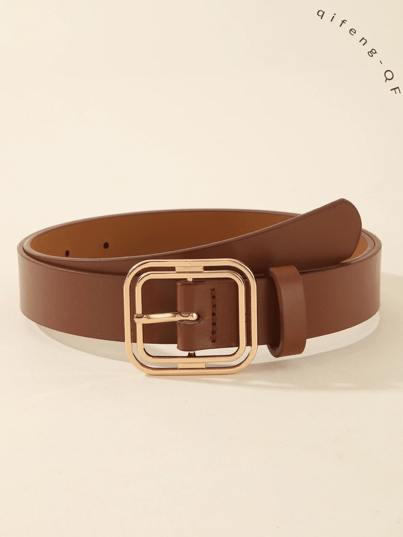 Porte-jarretelles buckles 3 pièces de ceintures en PU avec boucle carrée dorée pour le port quotidien, — vue 4