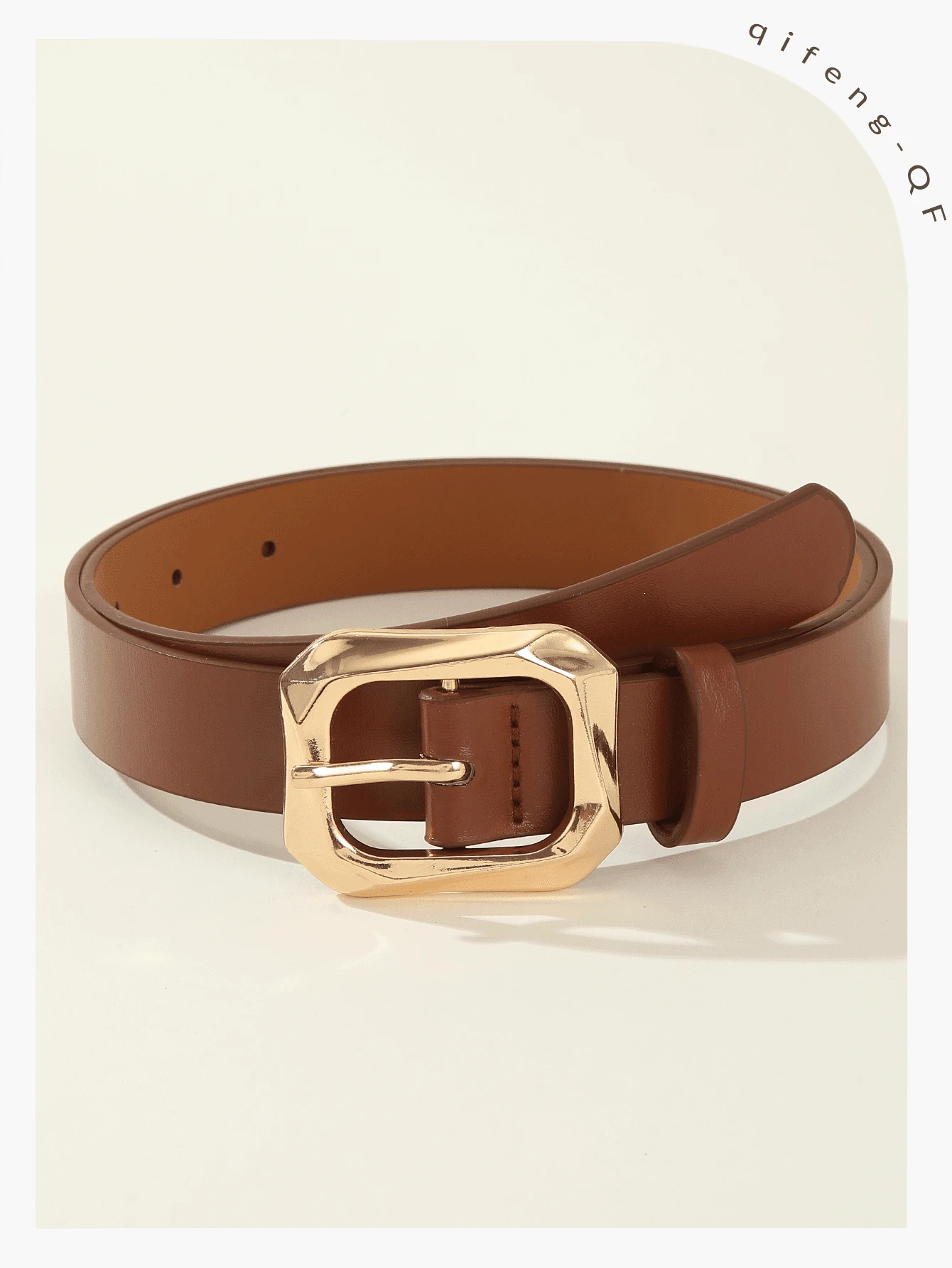 Porte-jarretelles buckles 3 pièces de ceintures en PU avec boucle carrée dorée pour le port quotidien, — vue 3