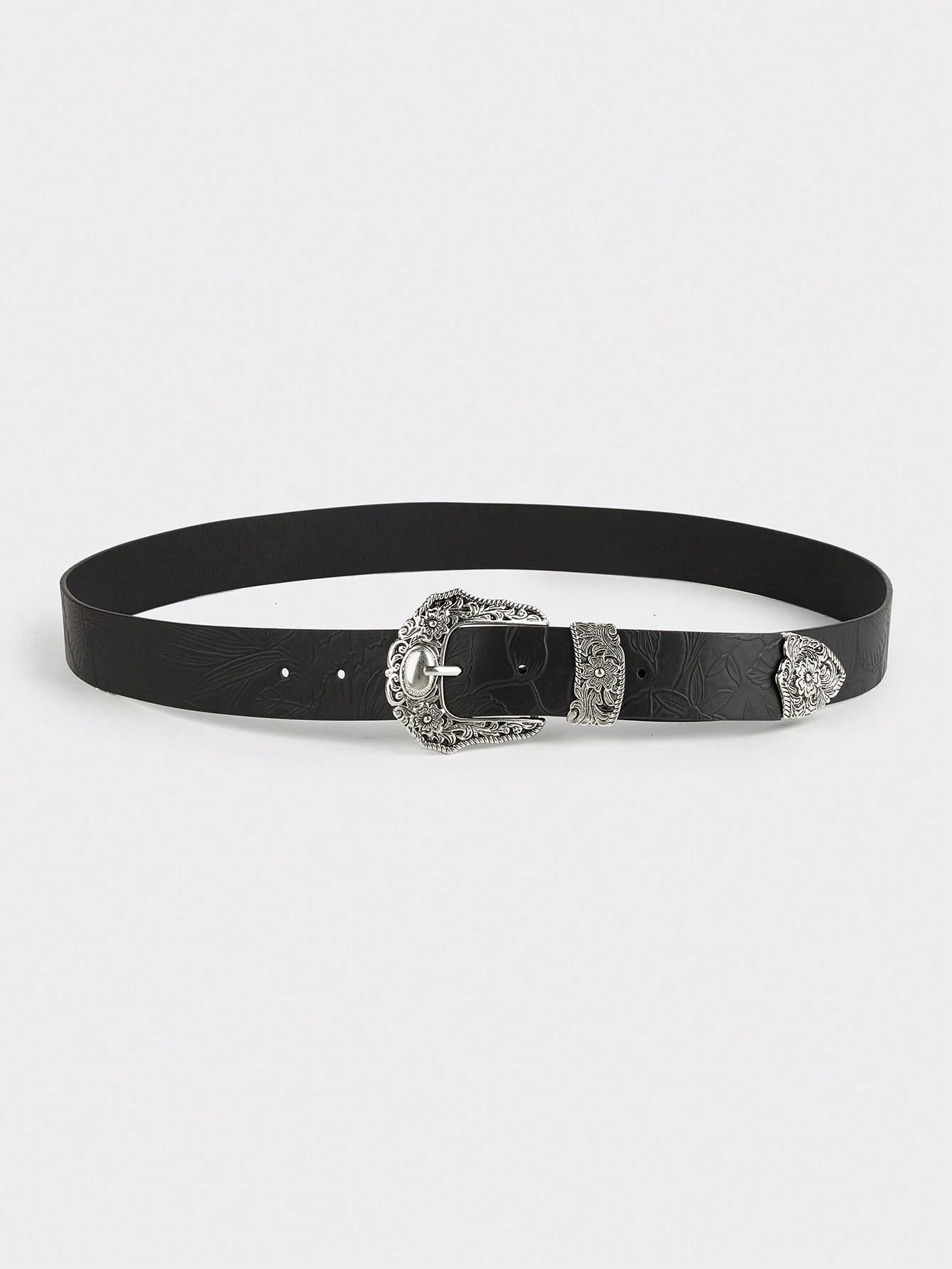 Ceinture rouge à boucle sculptée bohème, PU gaufré de couleur unie vintage, style punk, — vue 12