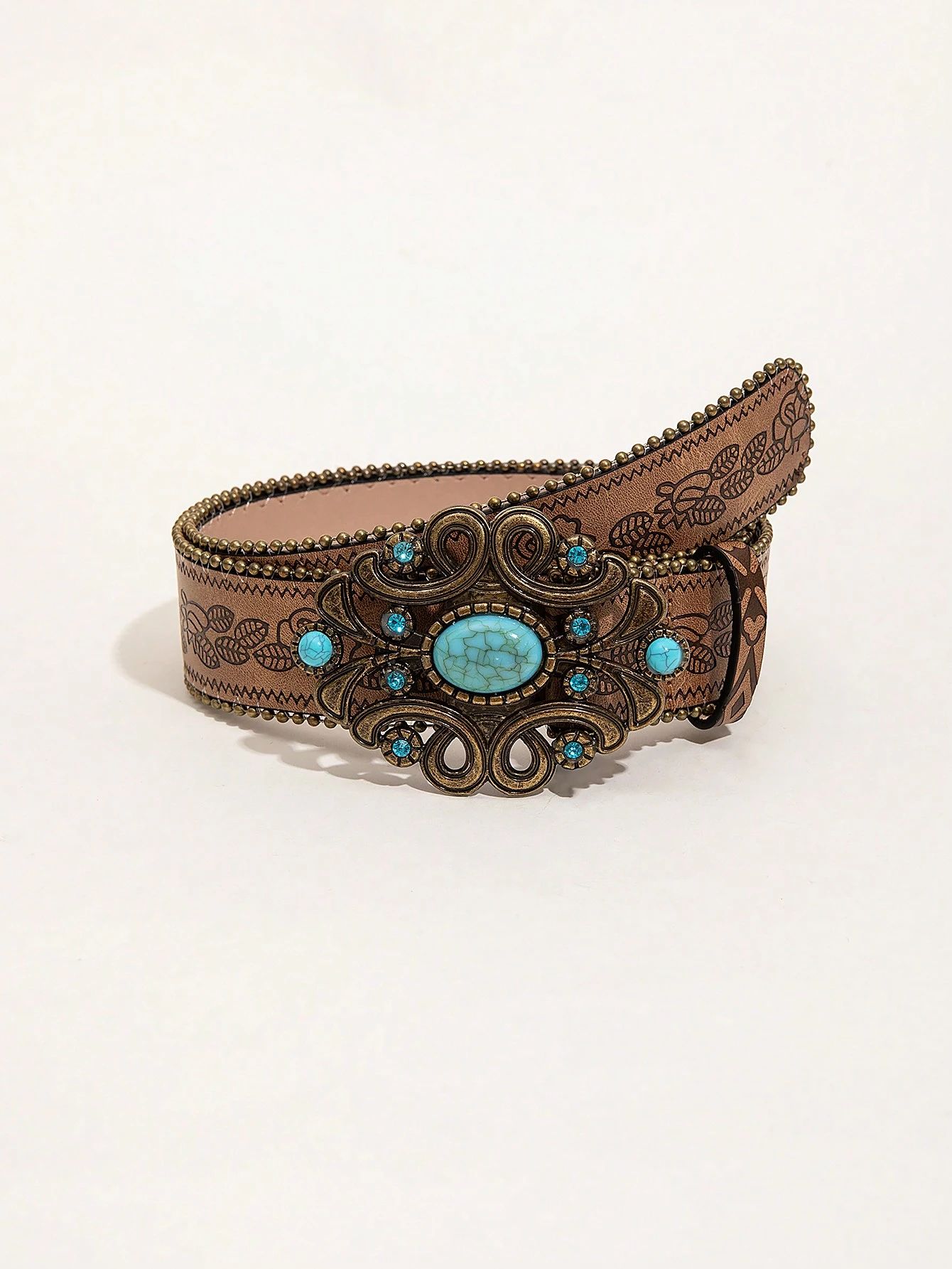 Ceinture en PU avec boucle à motif de dragon brun rétro, pour la Saint-Valentin, l'été, — vue 2
