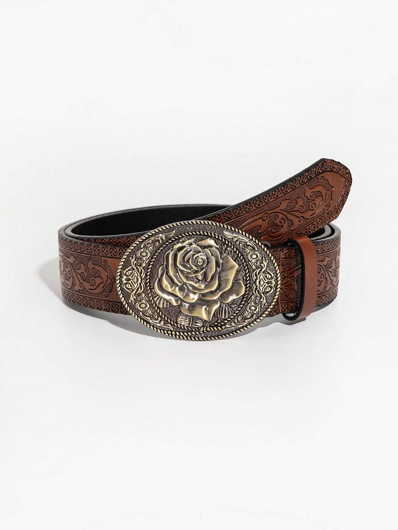 Ceinture en PU avec boucle à motif de dragon brun rétro, pour la Saint-Valentin, l'été,