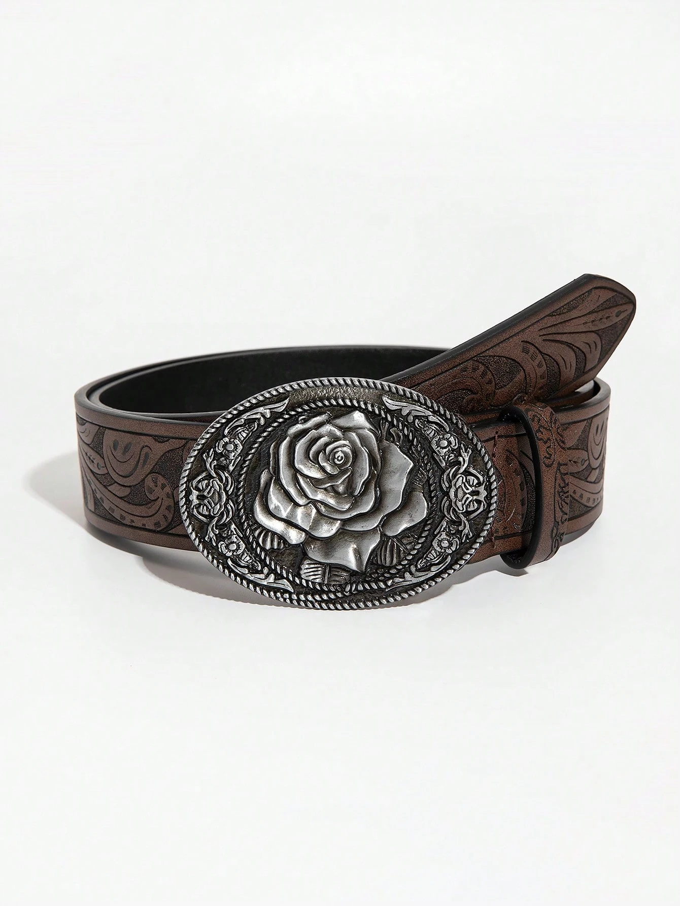 Ceinture en PU avec boucle à motif de dragon brun rétro, pour la Saint-Valentin, l'été, — vue 5