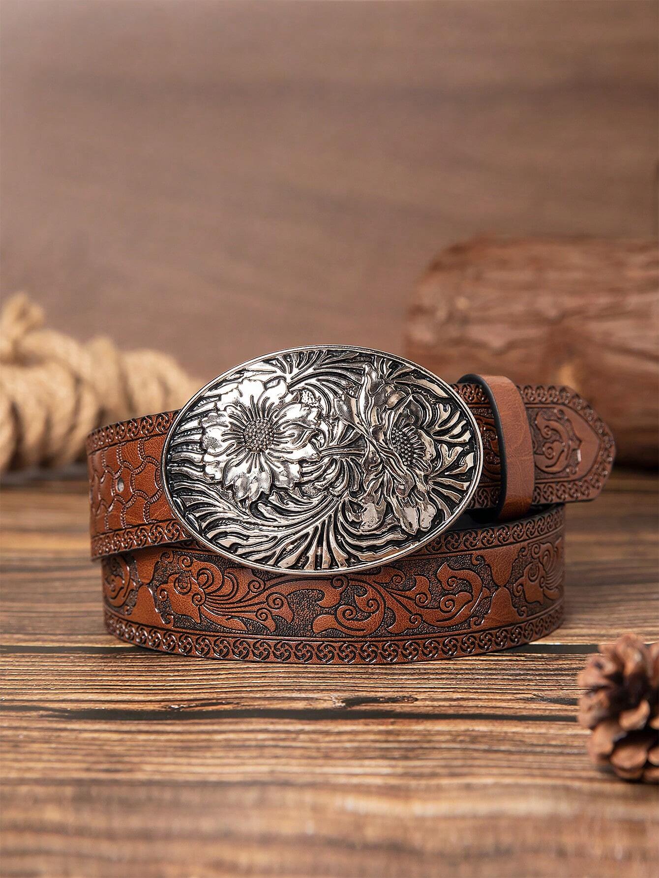 Ceinture en PU avec boucle à motif de dragon brun rétro, pour la Saint-Valentin, l'été, — vue 3