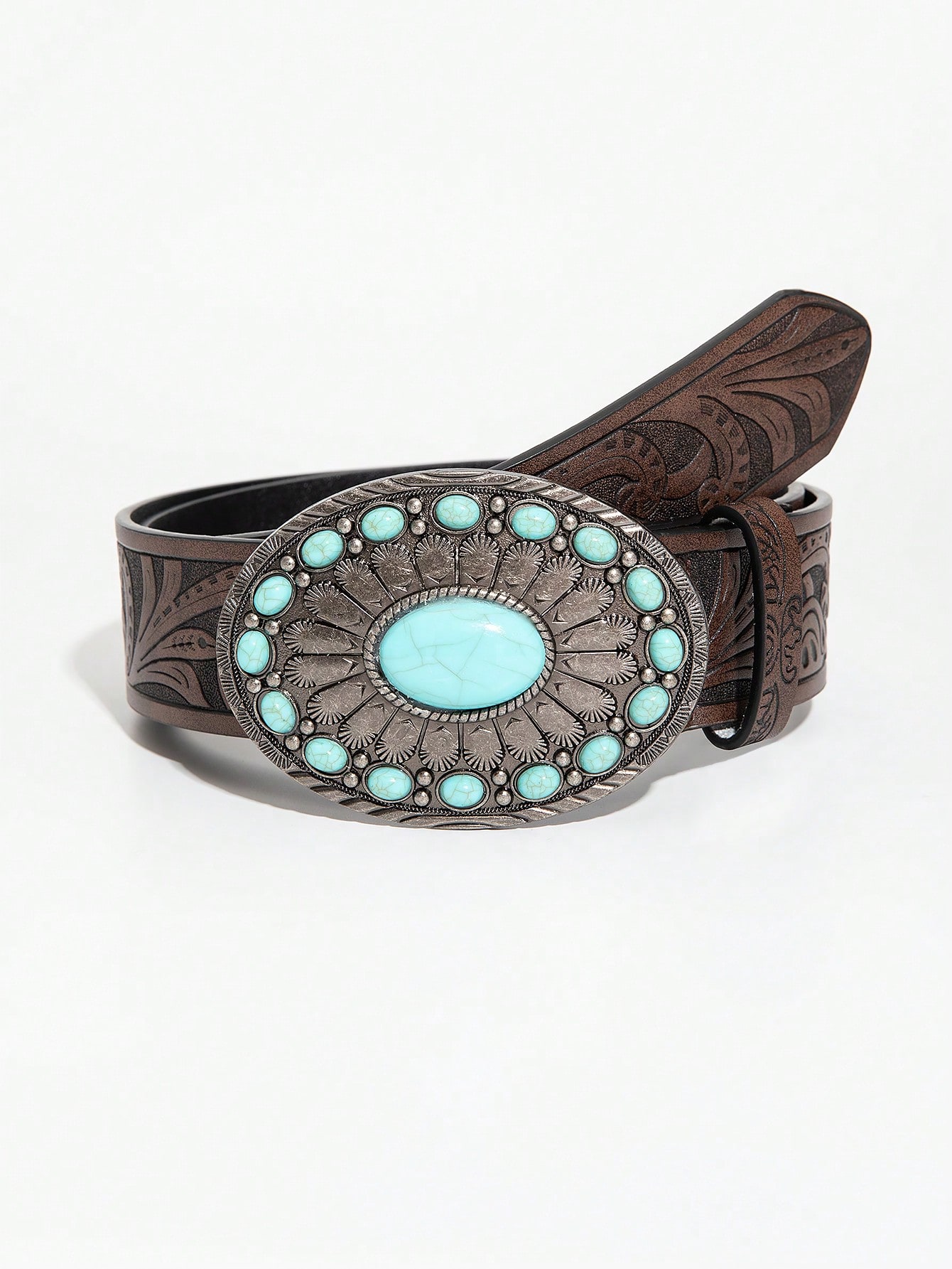 Ceinture en PU avec boucle à motif de dragon brun rétro, pour la Saint-Valentin, l'été, — vue 6