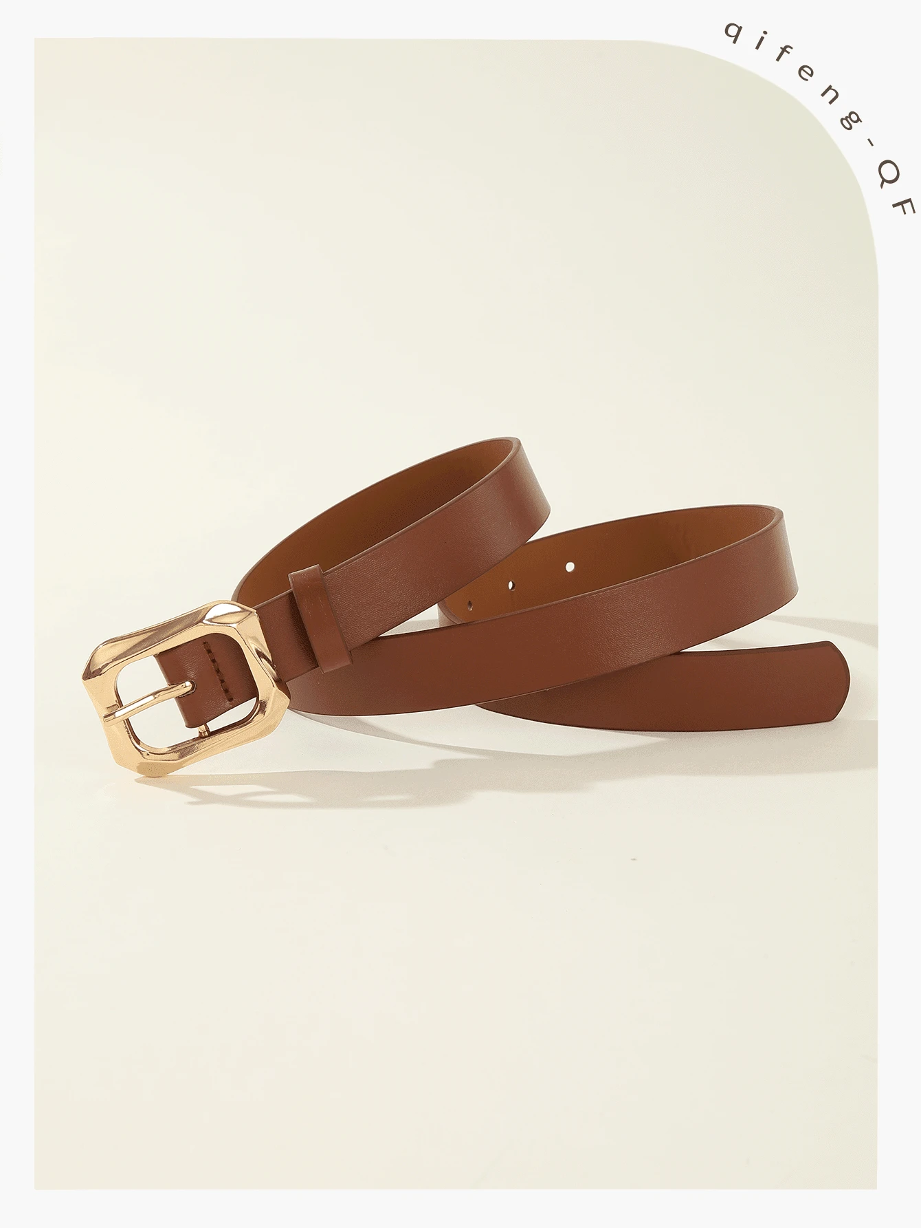 Porte-jarretelles buckles 3 pièces de ceintures en PU avec boucle carrée dorée pour le port quotidien, — vue 7