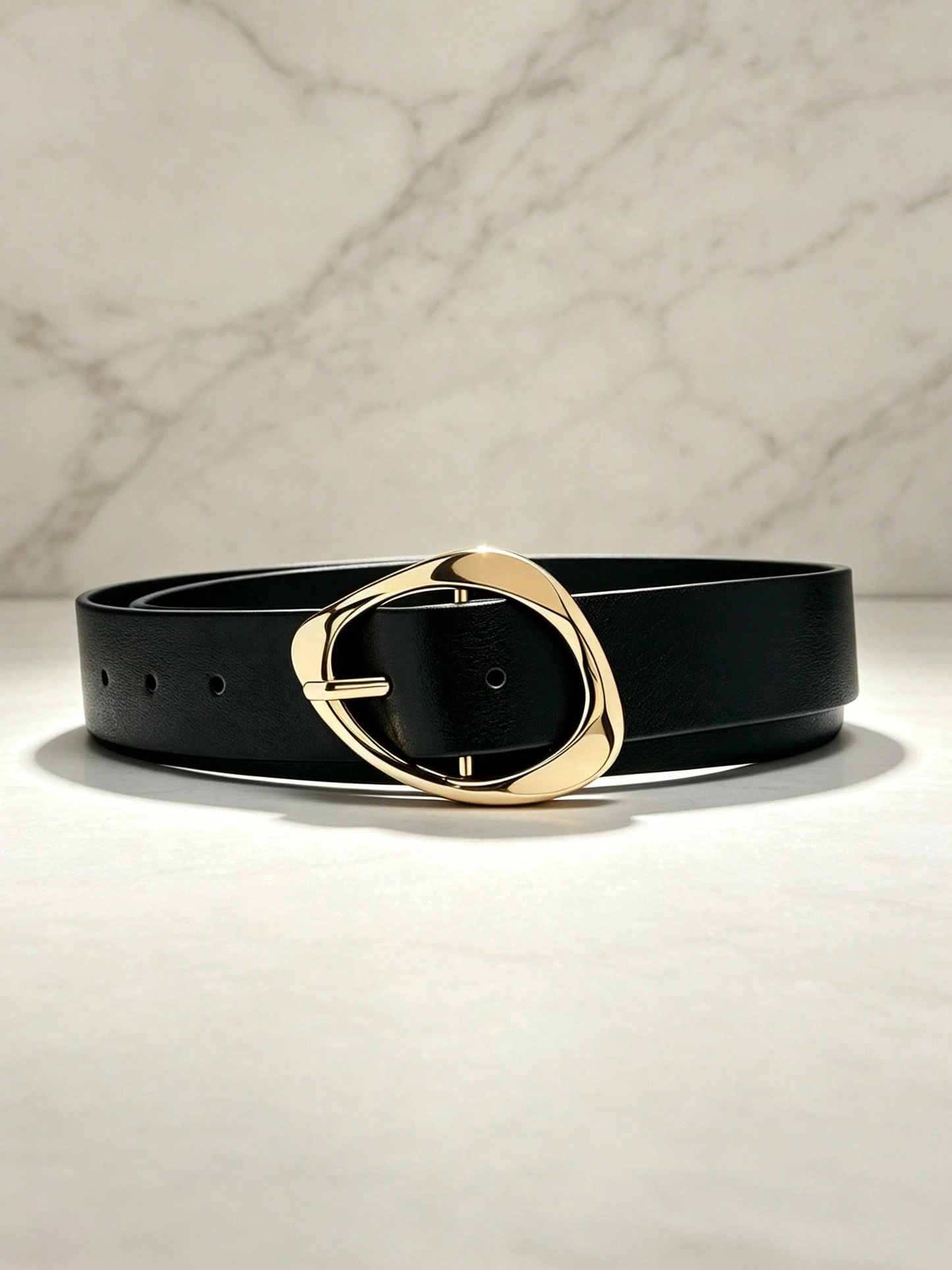 Ceinture fine pour femme en daim marron café avec boucle métallique, style décontracté — vue 8