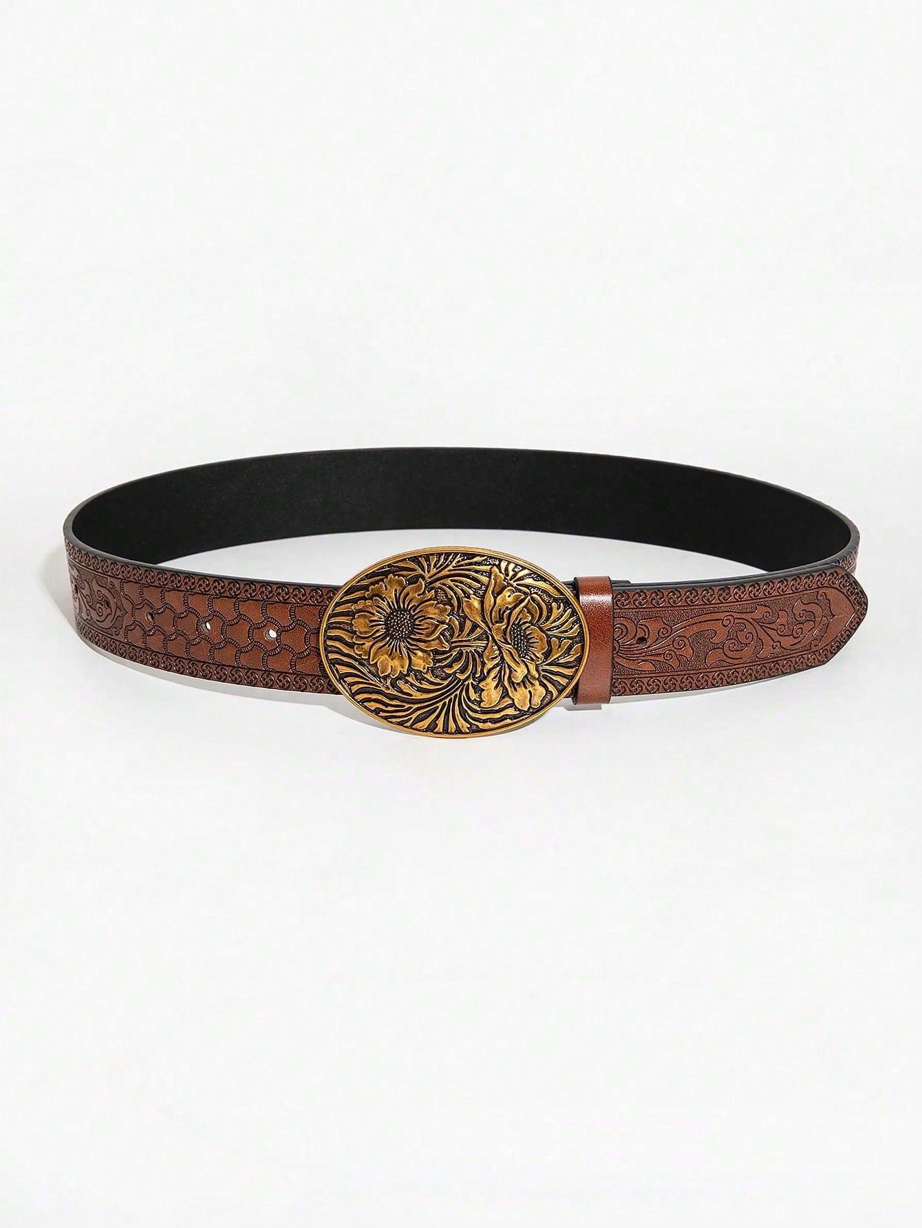 Ceinture en PU avec boucle à motif de dragon brun rétro, pour la Saint-Valentin, l'été, — vue 12