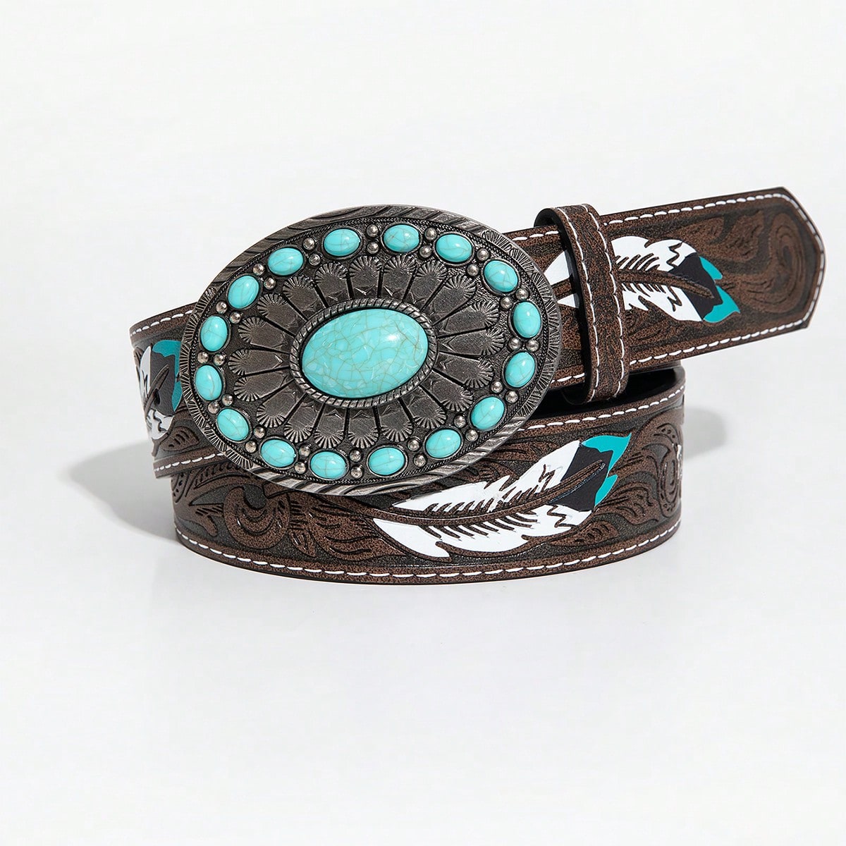 Ceinture en PU avec boucle à motif de dragon brun rétro, pour la Saint-Valentin, l'été, — vue 8