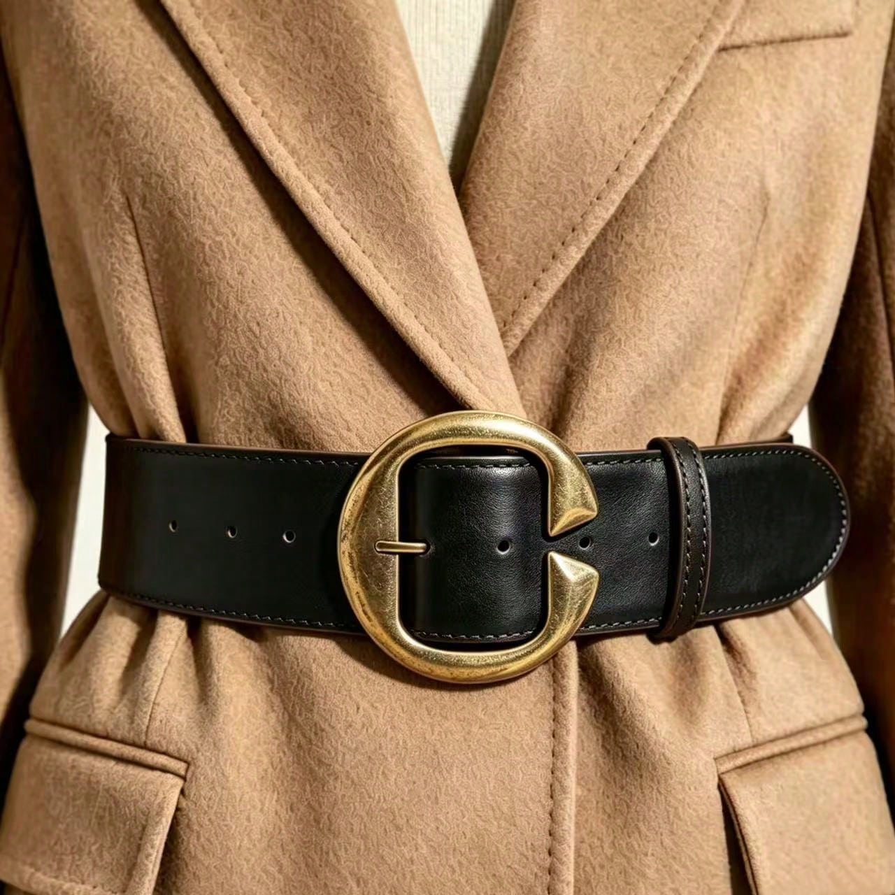 Ceinture Millénium, style occidental Y2K, ceinture marron café, convient pour les jeans, — vue 3