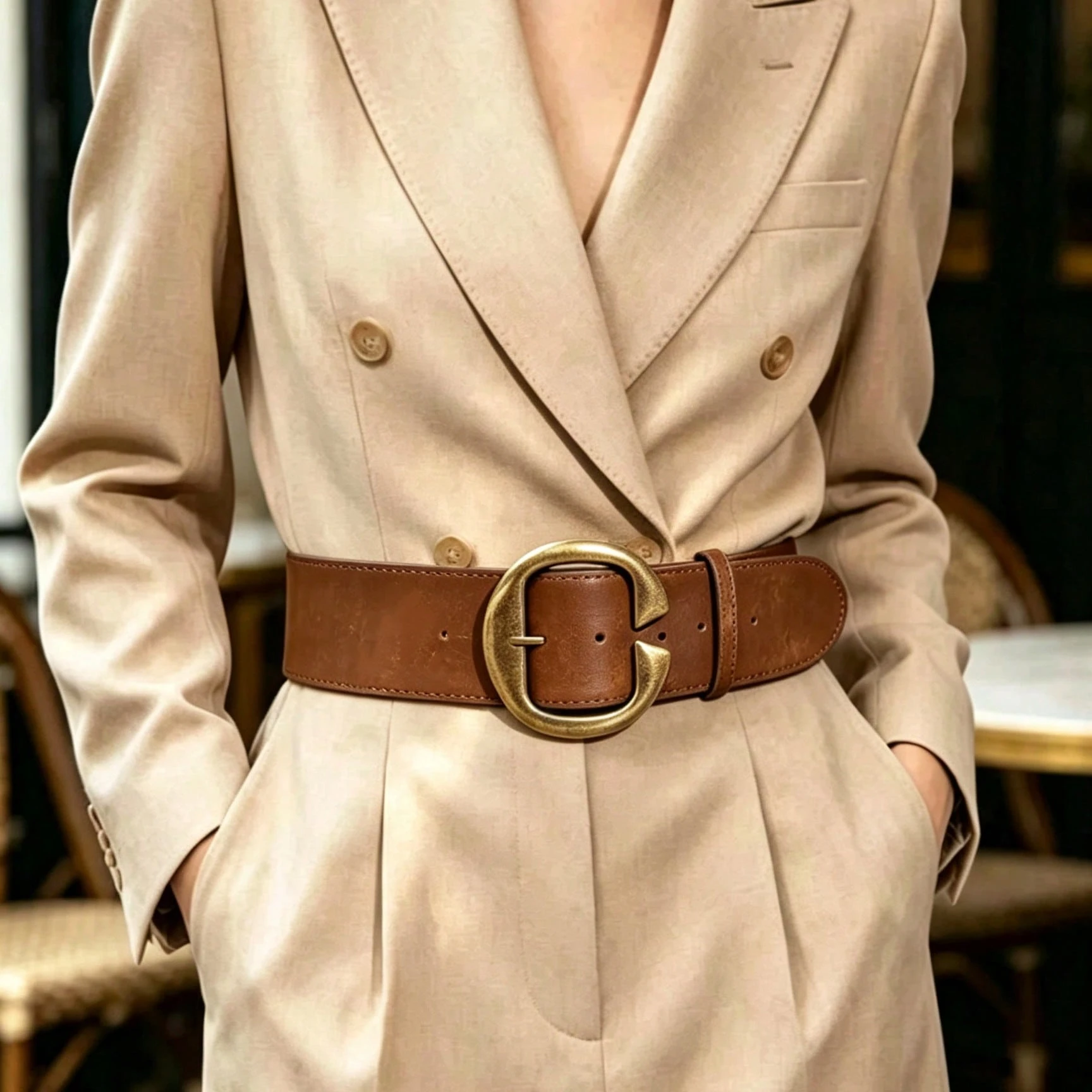 Ceinture Millénium, style occidental Y2K, ceinture marron café, convient pour les jeans, — vue 5
