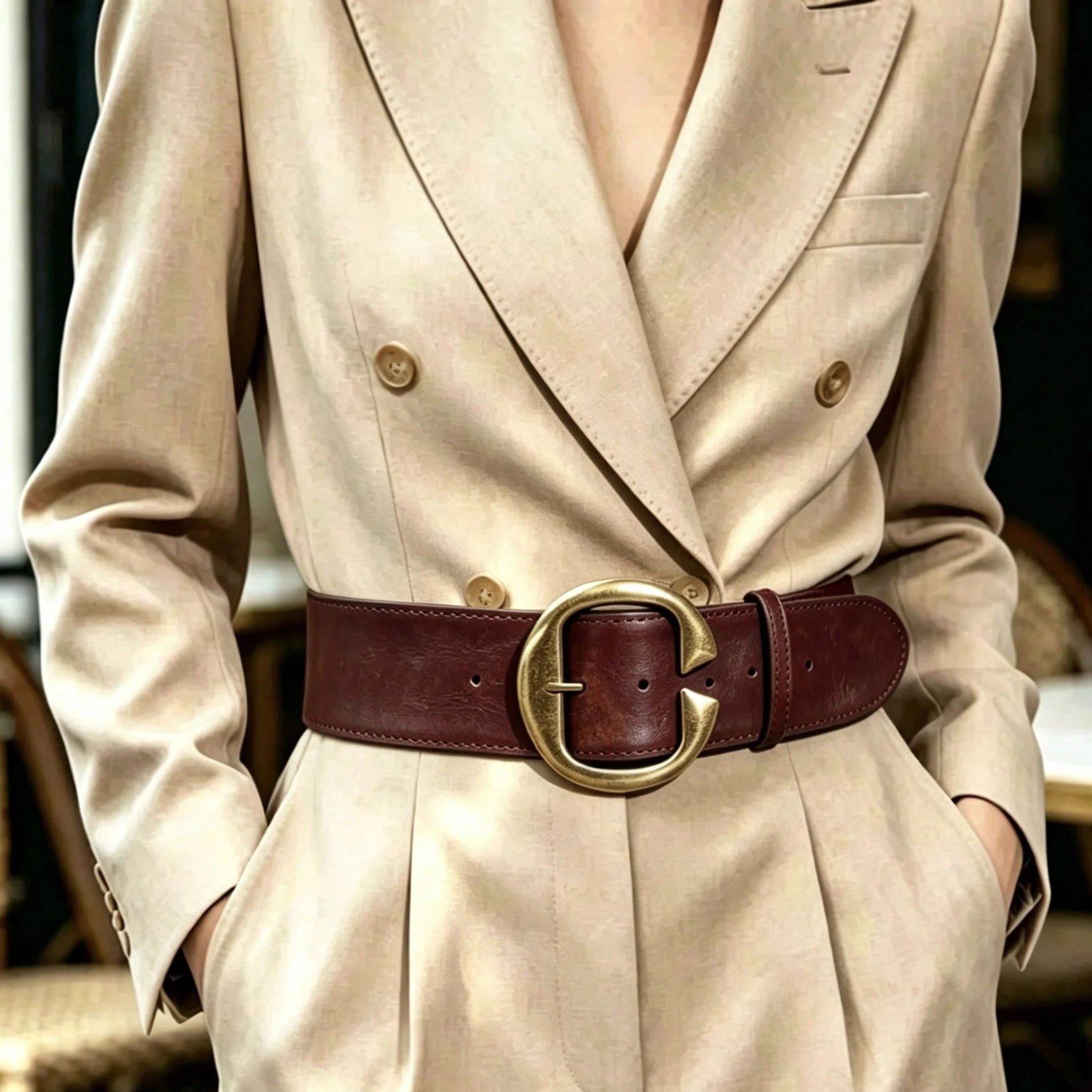 Ceinture Millénium, style occidental Y2K, ceinture marron café, convient pour les jeans, — vue 4
