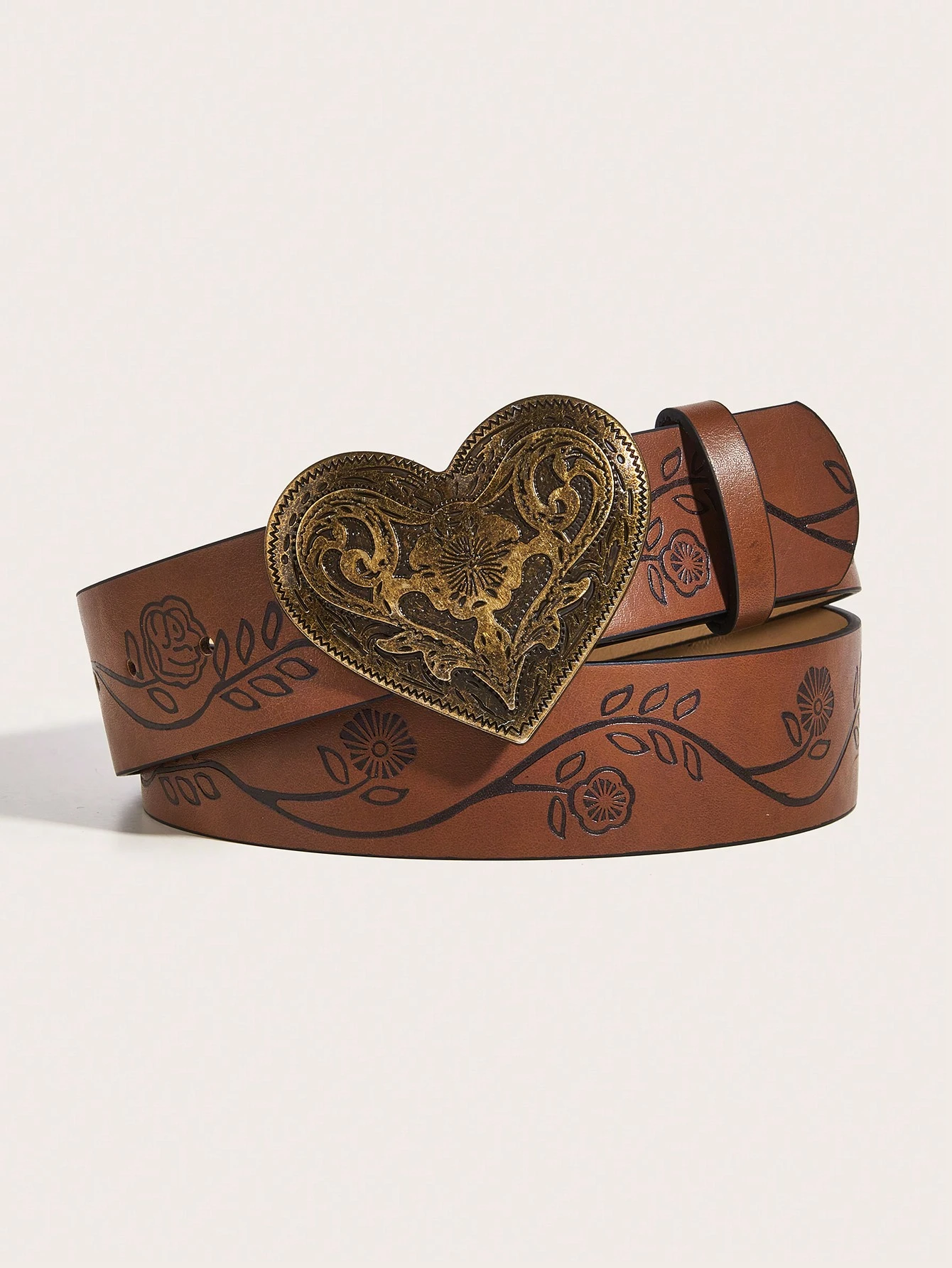 Ceinture en PU imprimée avec boucle métallique rétro pour femmes, convient pour le style — vue 2