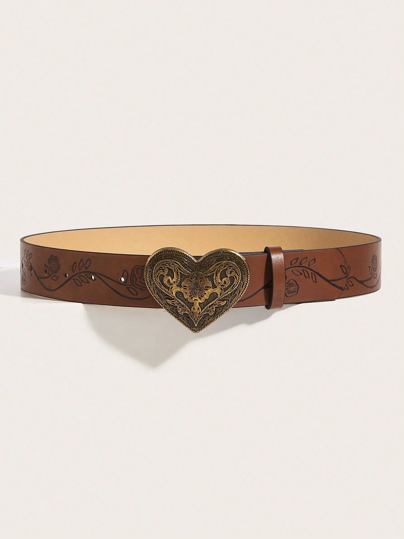 Ceinture en PU imprimée avec boucle métallique rétro pour femmes, convient pour le style — vue 5