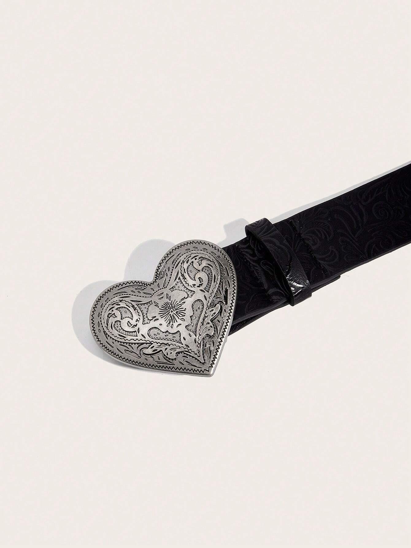 Ceinture en PU imprimée avec boucle métallique rétro pour femmes, convient pour le style — vue 10