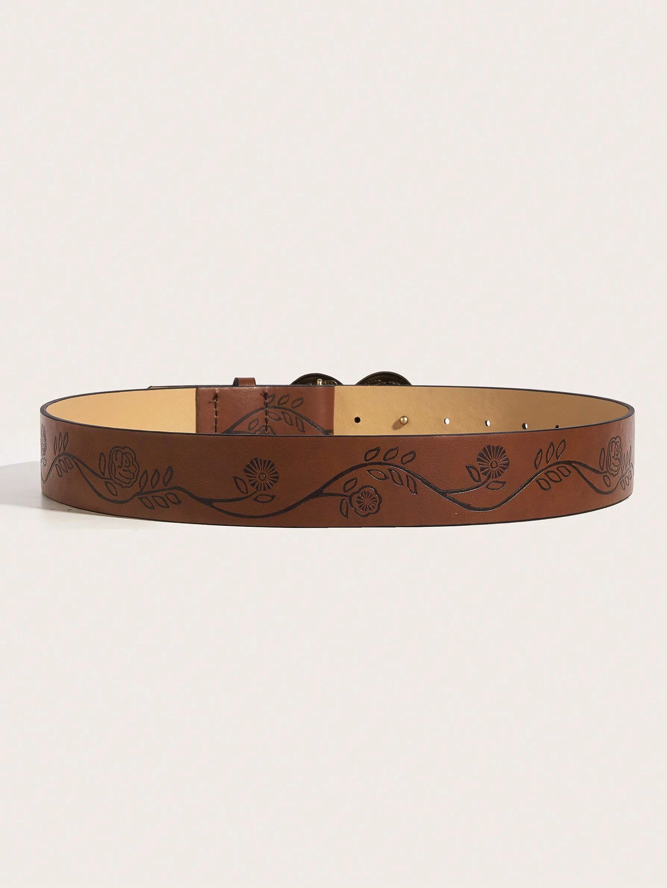 Ceinture en PU imprimée avec boucle métallique rétro pour femmes, convient pour le style — vue 8