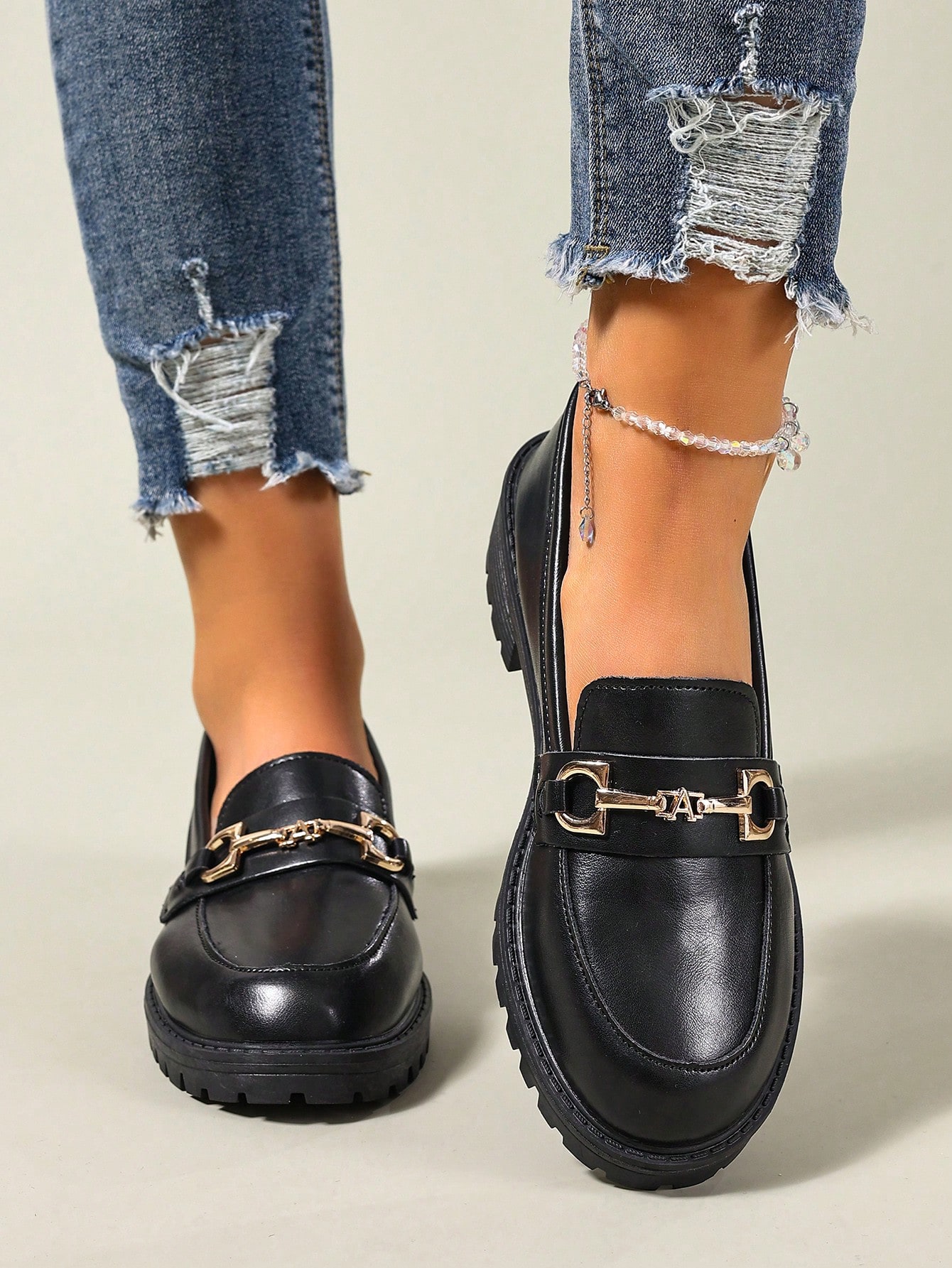 Chaussures mocassins style collégien brillant, légères et respirantes, à enfiler, à talon — vue 7