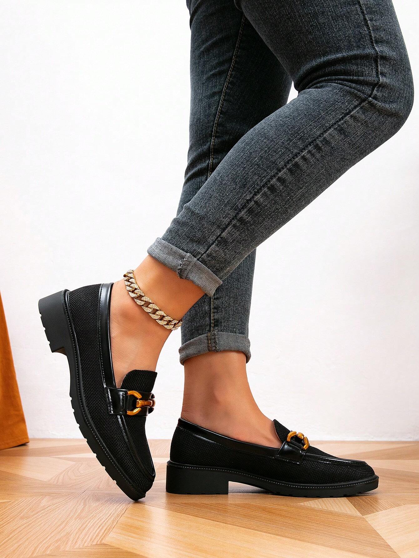 2025 Automne Femmes Chaussures Plates Mocassins à Bout Rond blocs de couleurs Boucle — vue 4