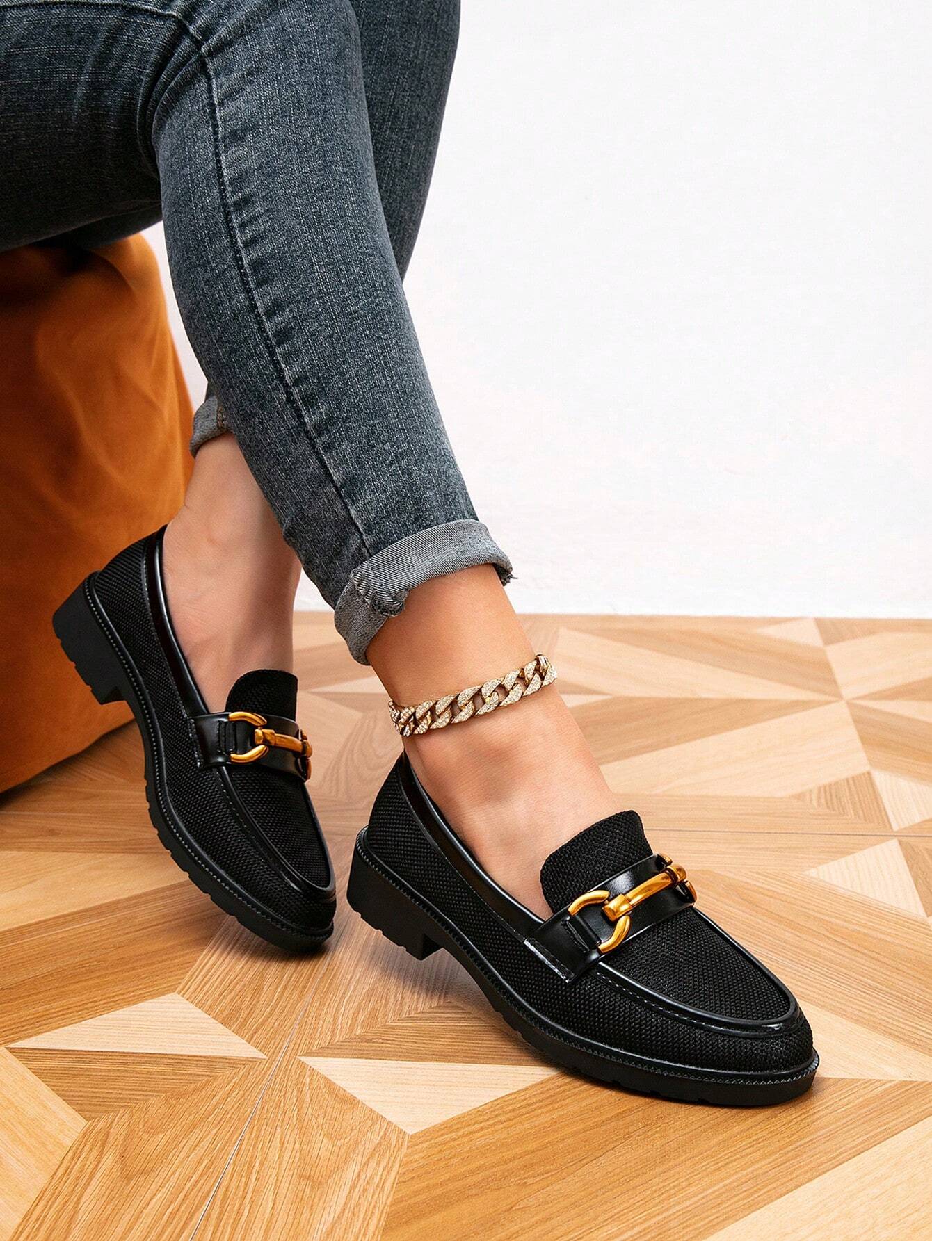 2025 Automne Femmes Chaussures Plates Mocassins à Bout Rond blocs de couleurs Boucle — vue 2