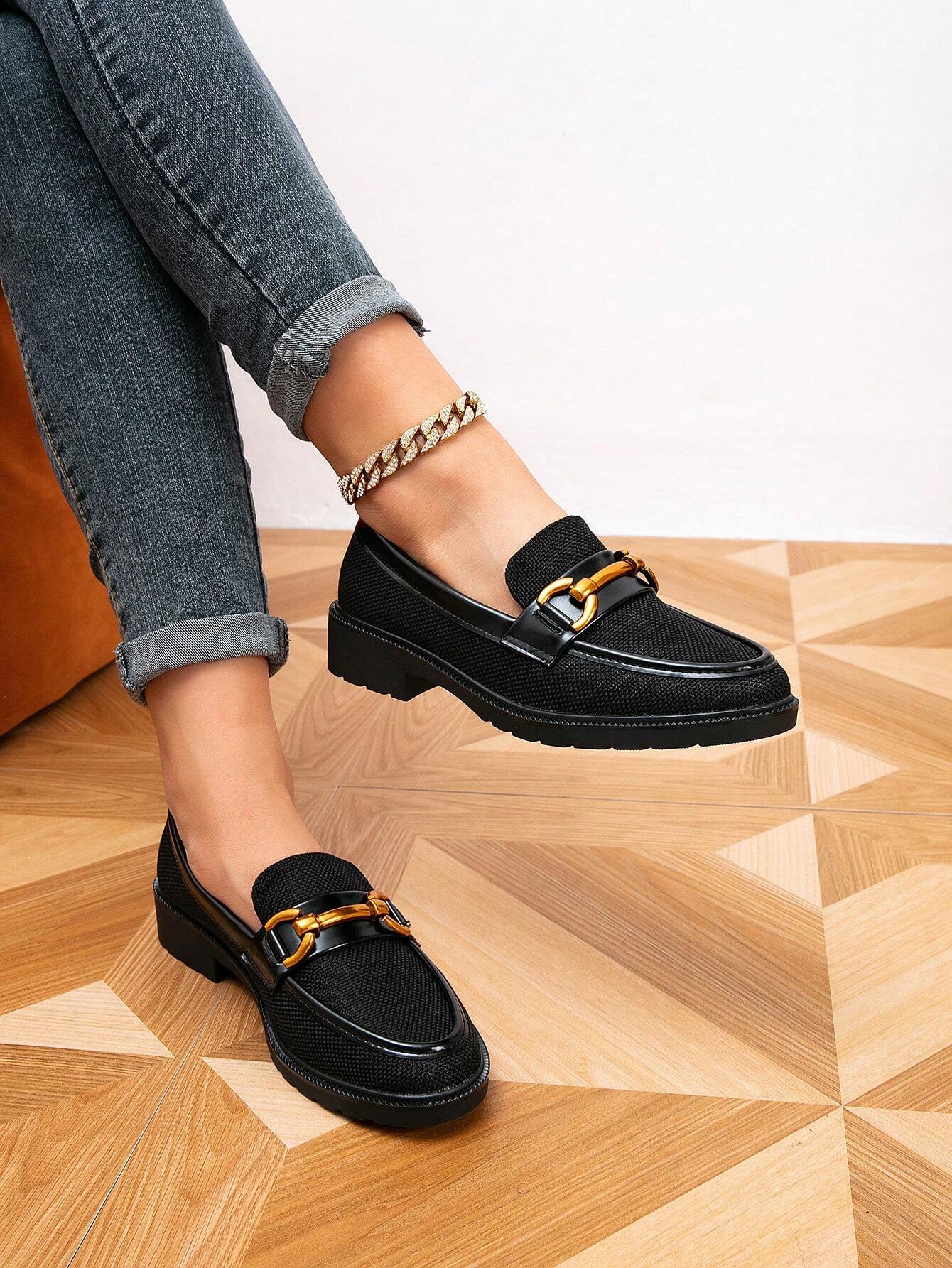 2025 Automne Femmes Chaussures Plates Mocassins à Bout Rond blocs de couleurs Boucle — vue 6