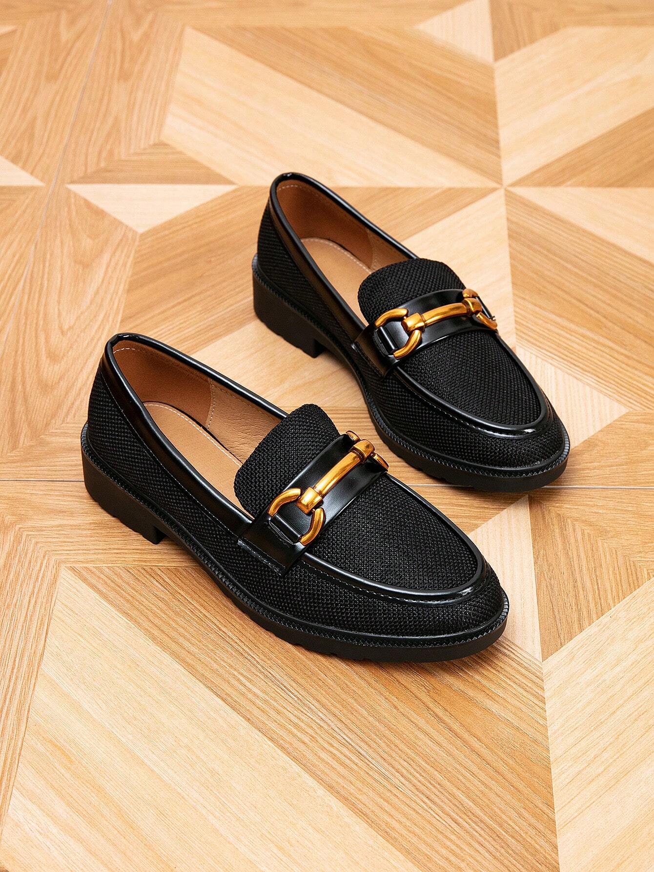 2025 Automne Femmes Chaussures Plates Mocassins à Bout Rond blocs de couleurs Boucle — vue 12