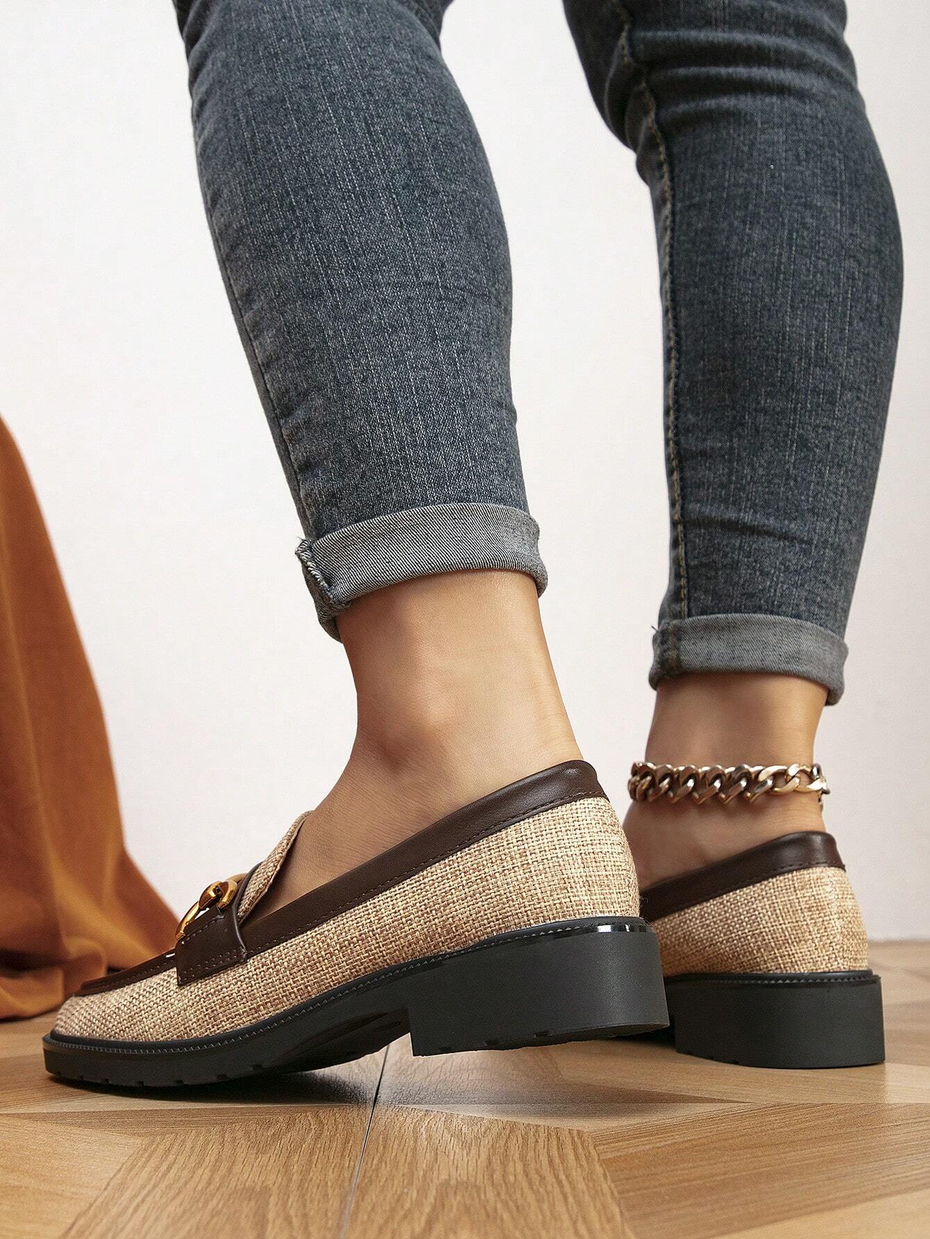 2025 Automne Femmes Chaussures Plates Mocassins à Bout Rond blocs de couleurs Boucle — vue 9