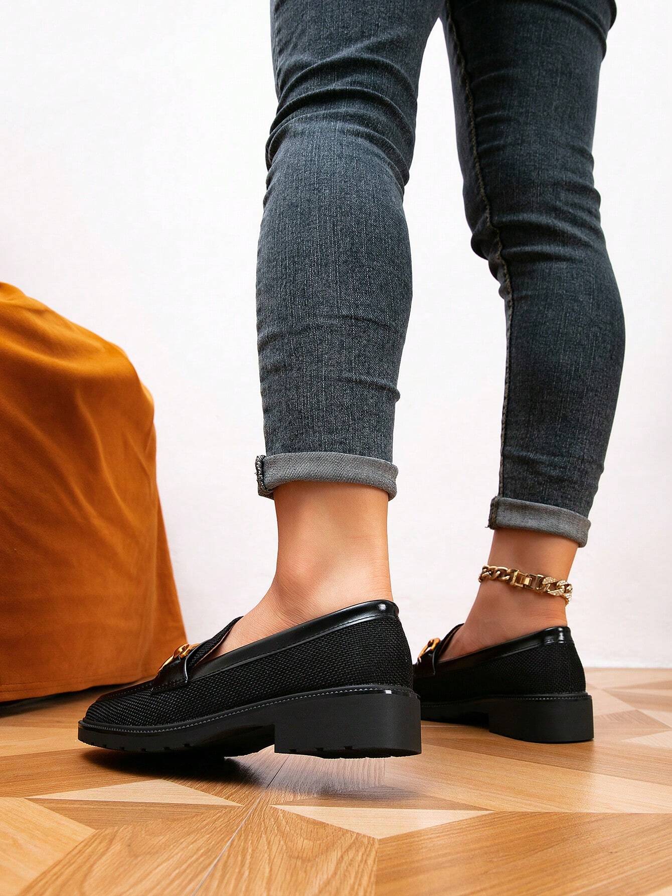 2025 Automne Femmes Chaussures Plates Mocassins à Bout Rond blocs de couleurs Boucle — vue 10