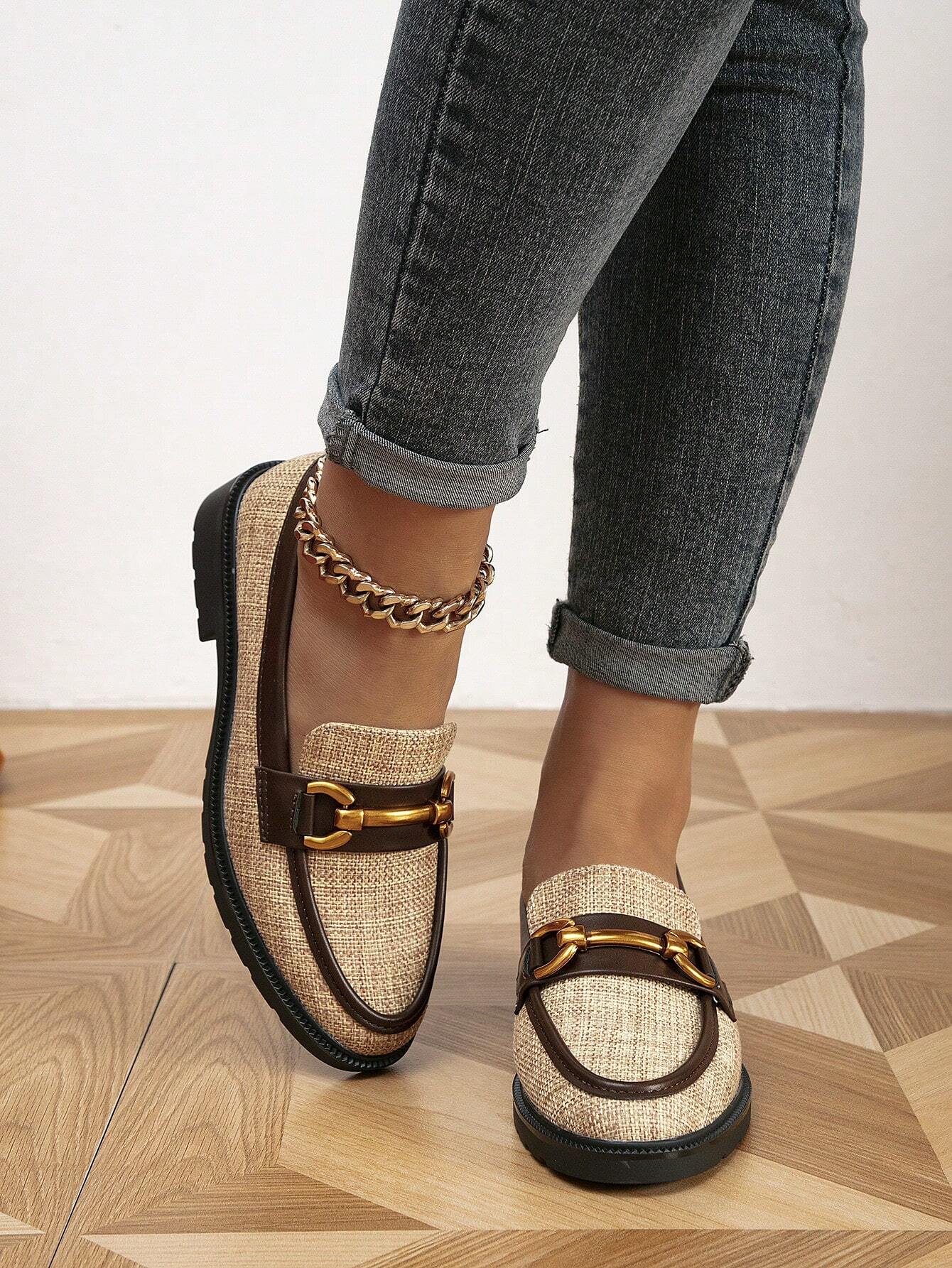 2025 Automne Femmes Chaussures Plates Mocassins à Bout Rond blocs de couleurs Boucle — vue 7