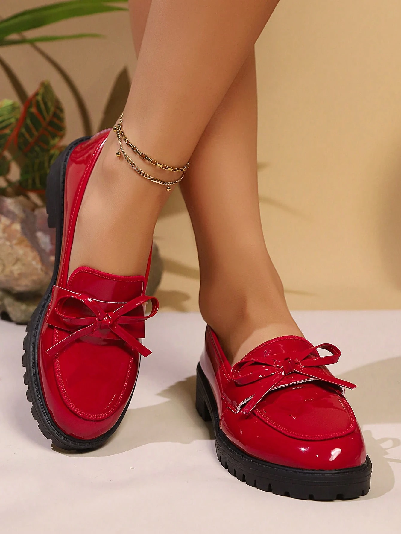 Mocassins à talons épais élégants et confortables, nouveaux style vintage, chaussures à — vue 5
