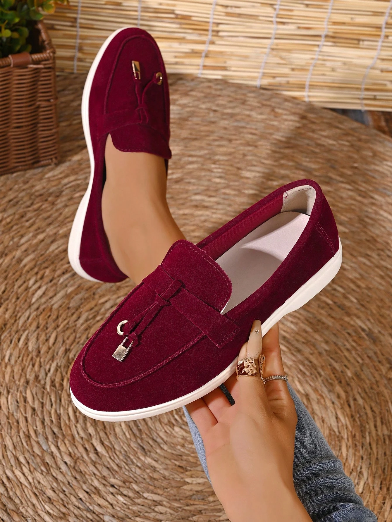 Mocassins décontractés pour femmes, décoration boucle métallique mode, chaussures plates — vue 5