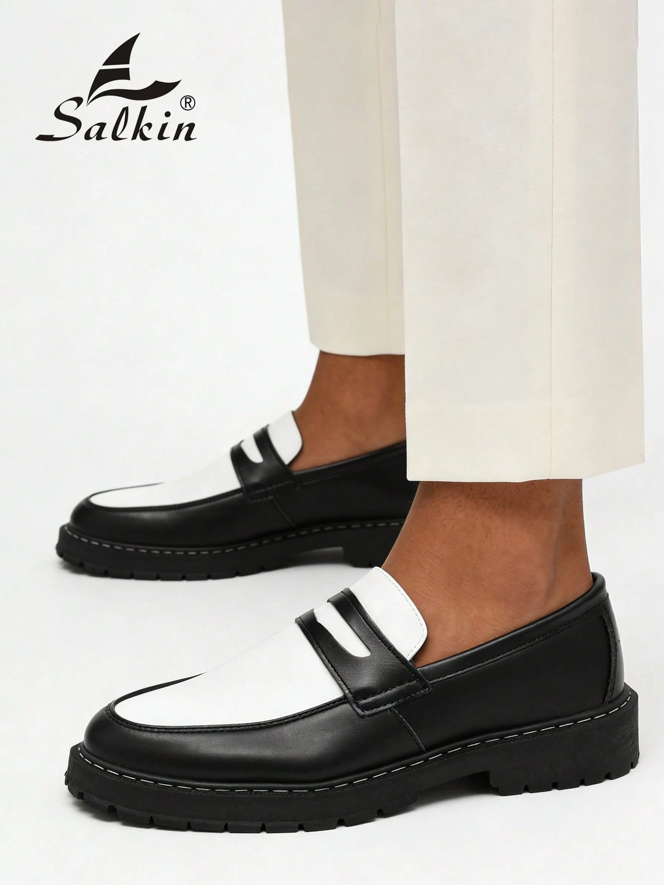 Salkin Mocassins de luxe style britannique pour hommes, chaussures décontractées à — vue 3