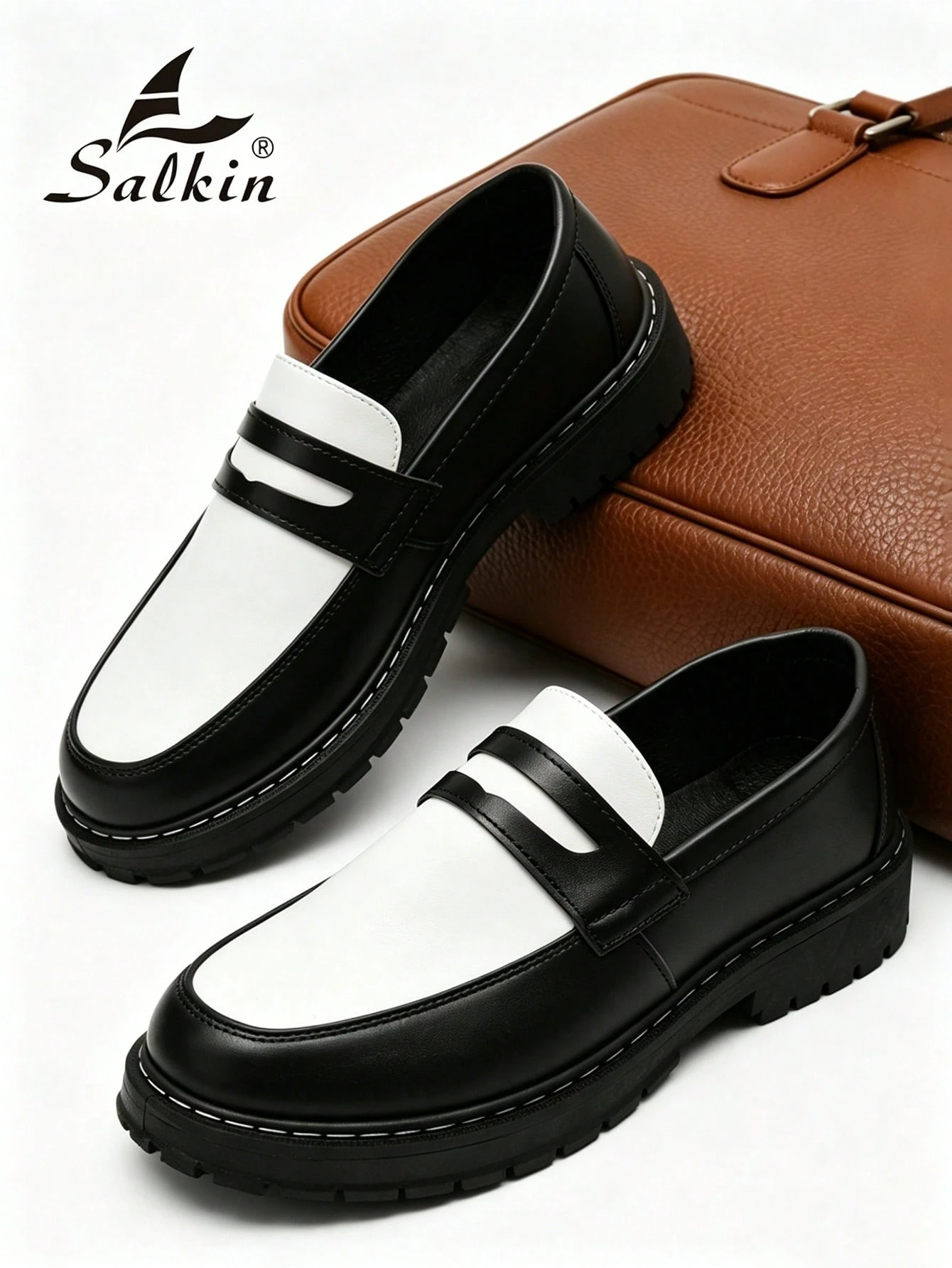 Salkin Mocassins de luxe style britannique pour hommes, chaussures décontractées à