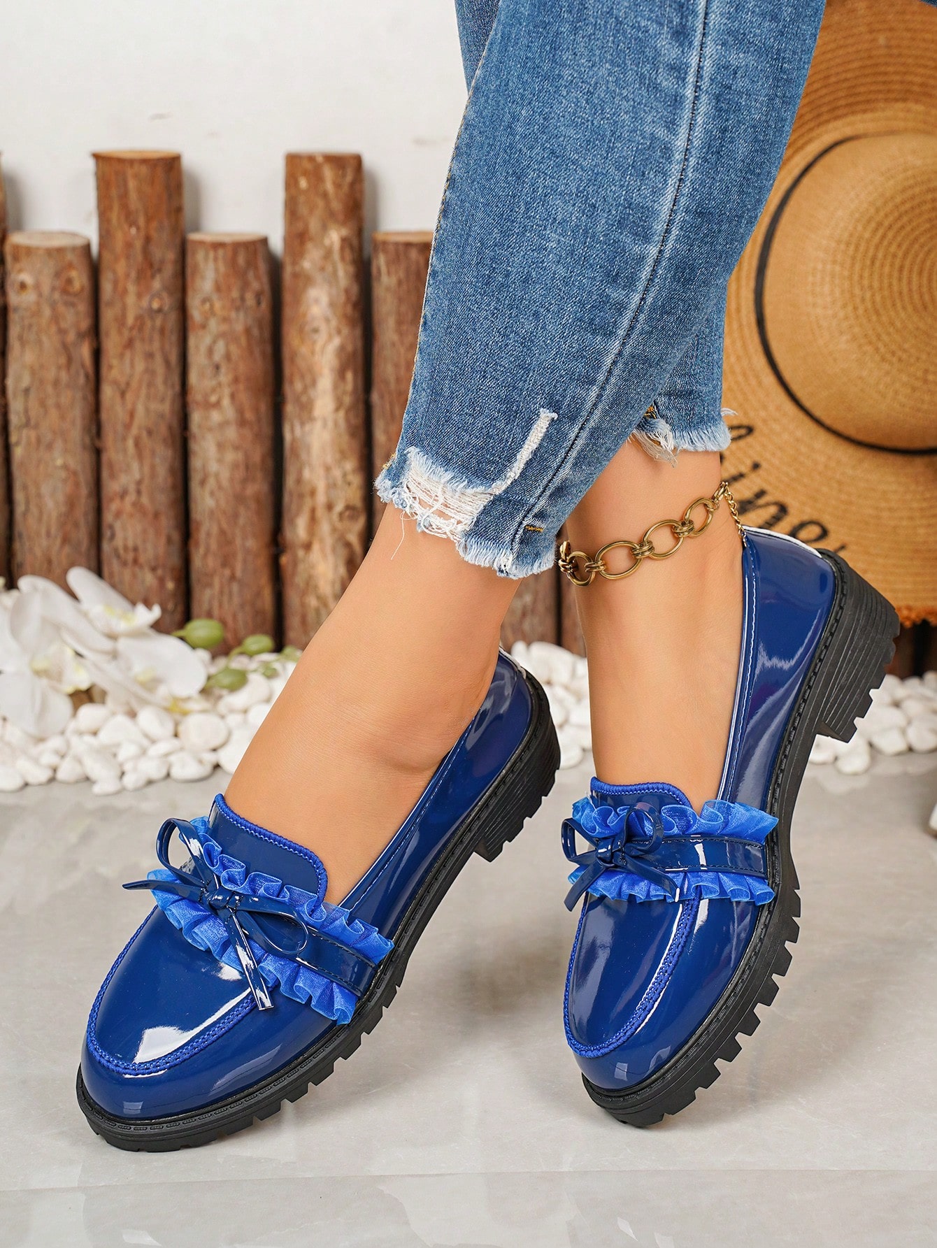 Mocassins à talons épais élégants et confortables, nouveaux style vintage, chaussures à — vue 9