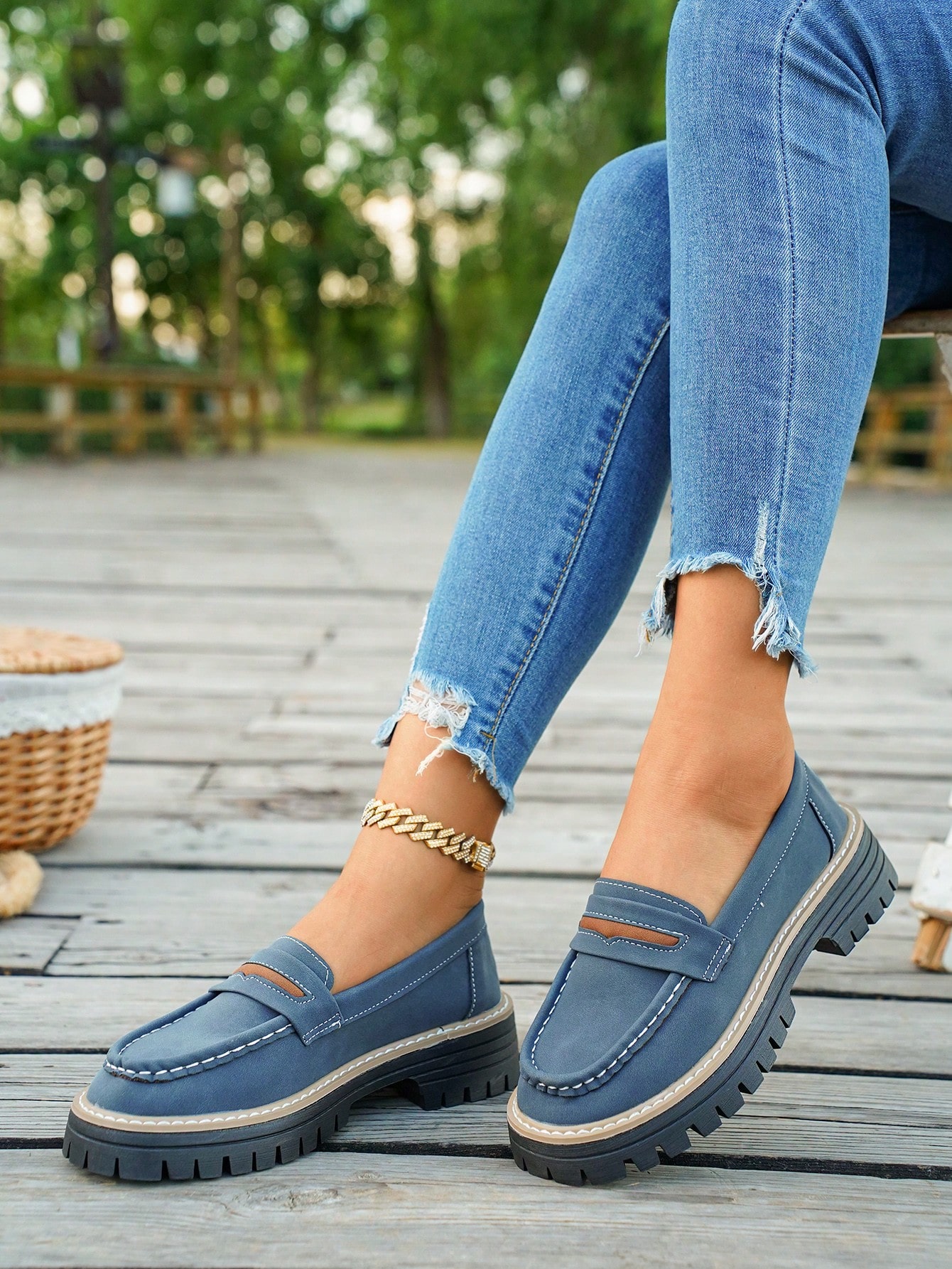 Mocassins à enfiler automne/hiver, nouvelle semelle épaisse, décoration boucle — vue 7
