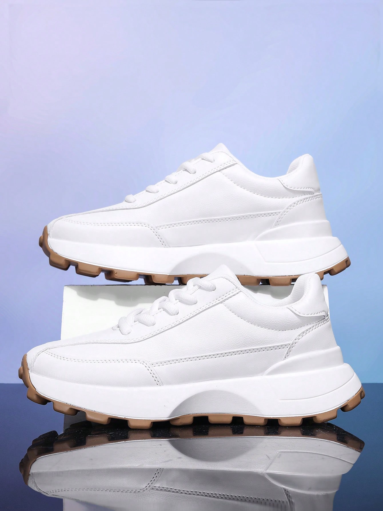 Baskets blanches polyvalentes et décontractées pour hommes, style mode épais, idées de la — vue 5