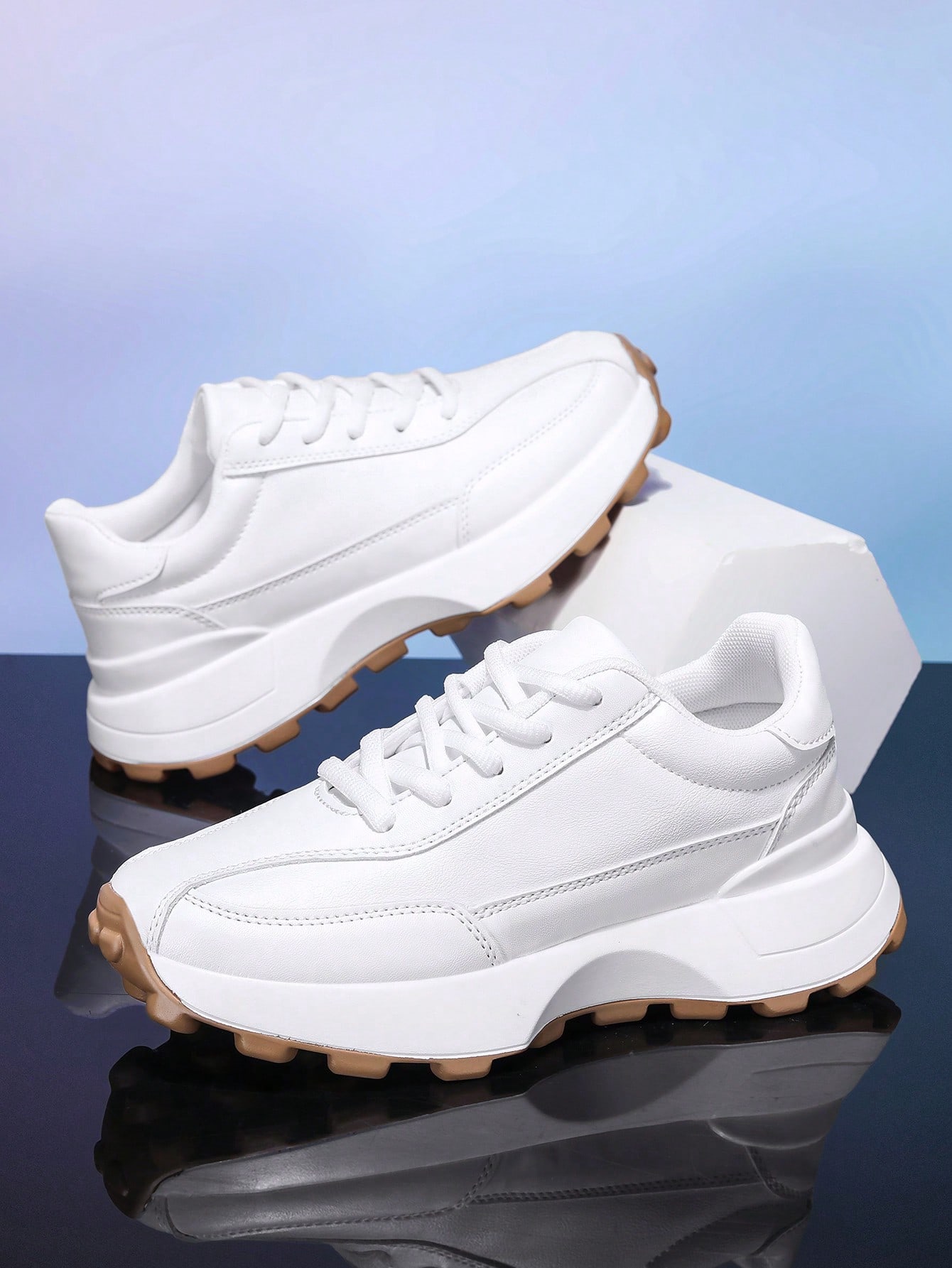 Baskets de mode décontractées blanches polyvalentes pour hommes, baskets épaisses — vue 2