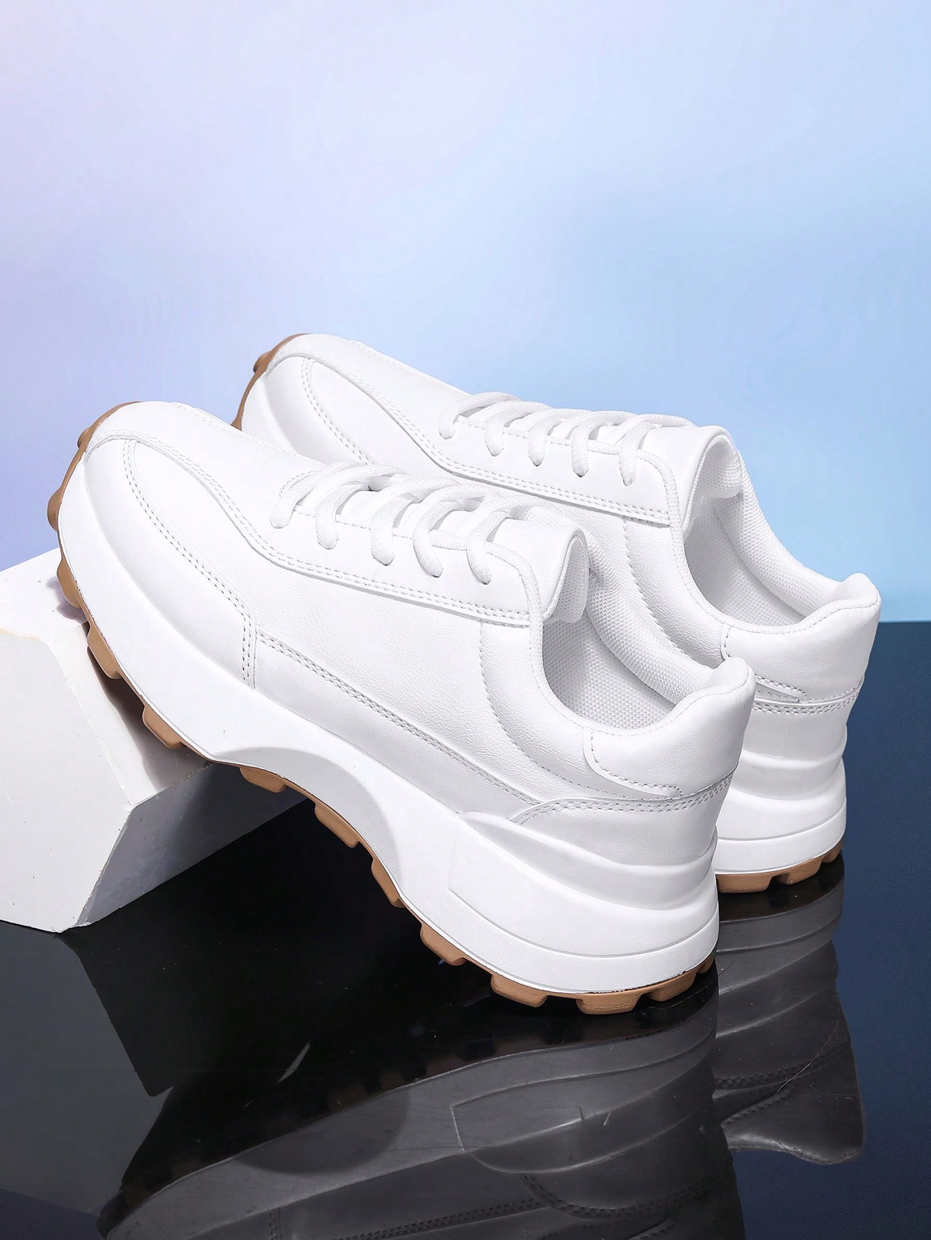 Baskets de mode décontractées blanches polyvalentes pour hommes, baskets épaisses — vue 8