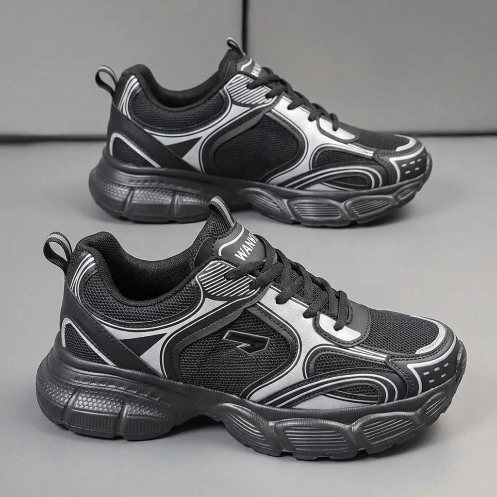 Chaussures de sport pour hommes à motif laser dégradé - Maille respirante et semelle EVA, — vue 2
