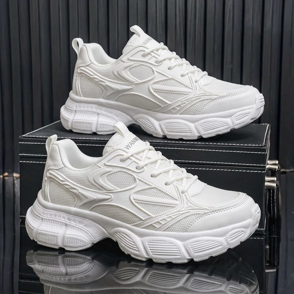 Chaussures de sport pour hommes à motif laser dégradé - Maille respirante et semelle EVA, — vue 4