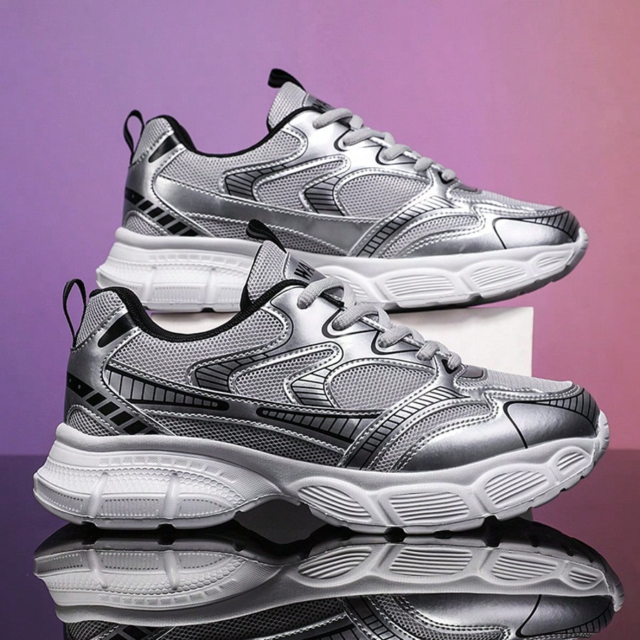 Chaussures de sport pour hommes à motif laser dégradé - Maille respirante et semelle EVA, — vue 6